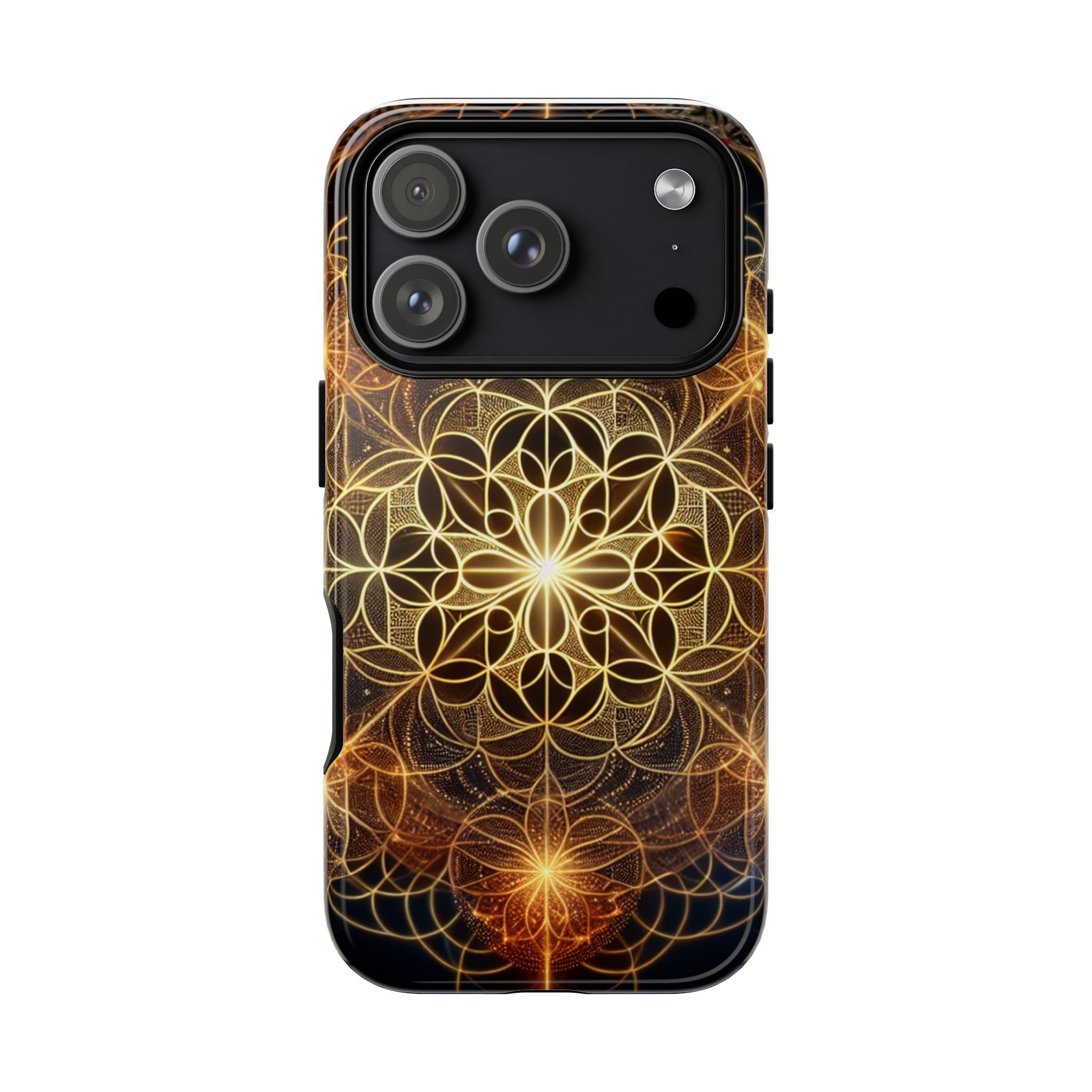 Golden Flower Mandala Phone Case, Tough Cases, Bohemian Phone Cover, Unique Gift for Him/Her, Spiritual and Artistic Design