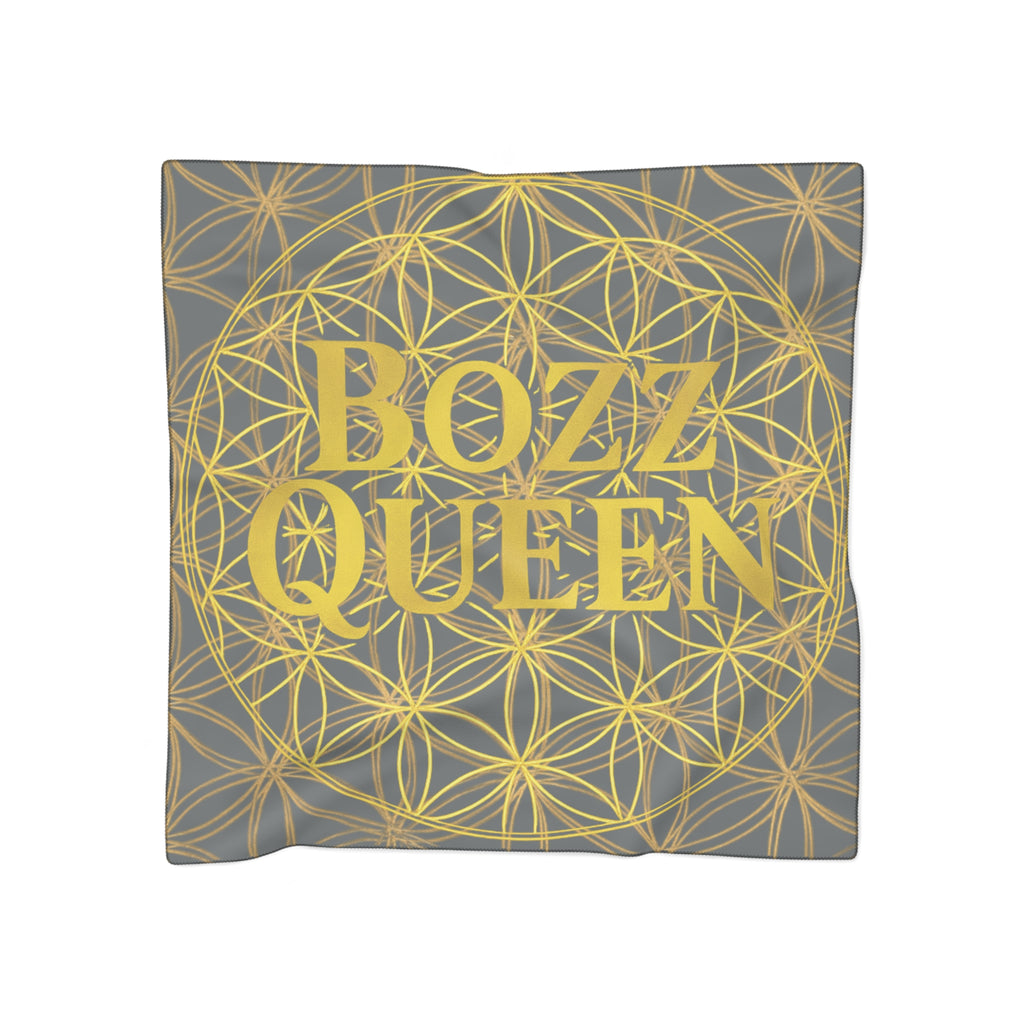 Bozz Queen Dark Grey Poly Scarf - Vibrant Flower of Life Design for Stylish Women