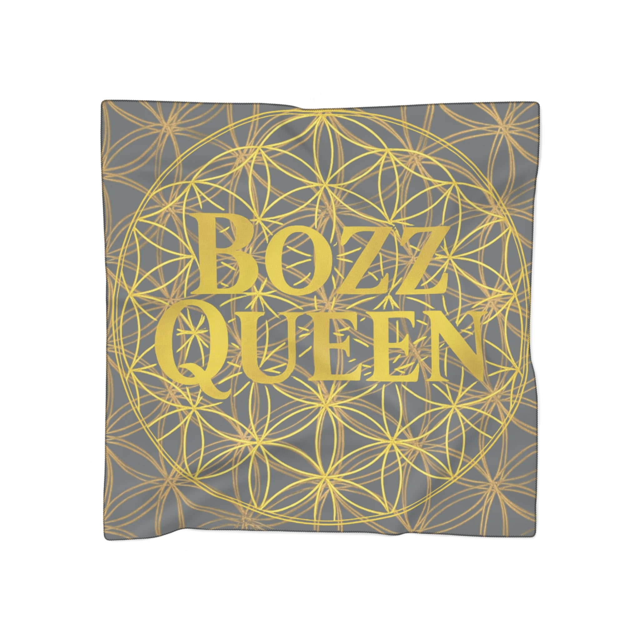 Bozz Queen Dark Grey Poly Scarf - Vibrant Flower of Life Design for Stylish Women