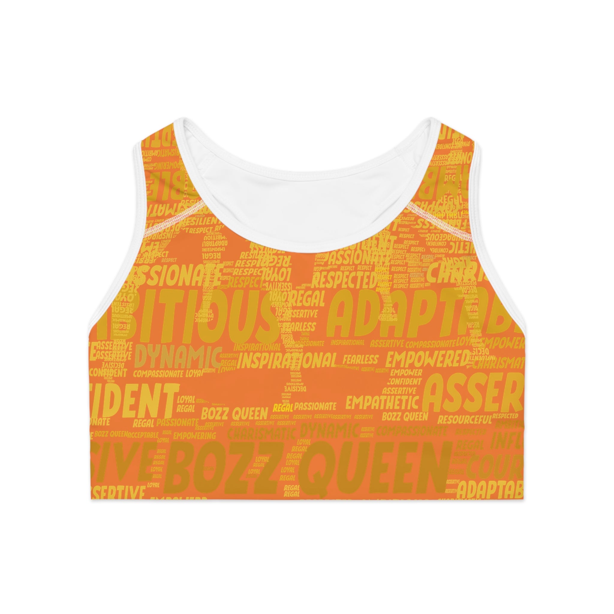 Empowered Words Sports Bra - Bozz Queen Origin Collection | Light Orange & Yellow