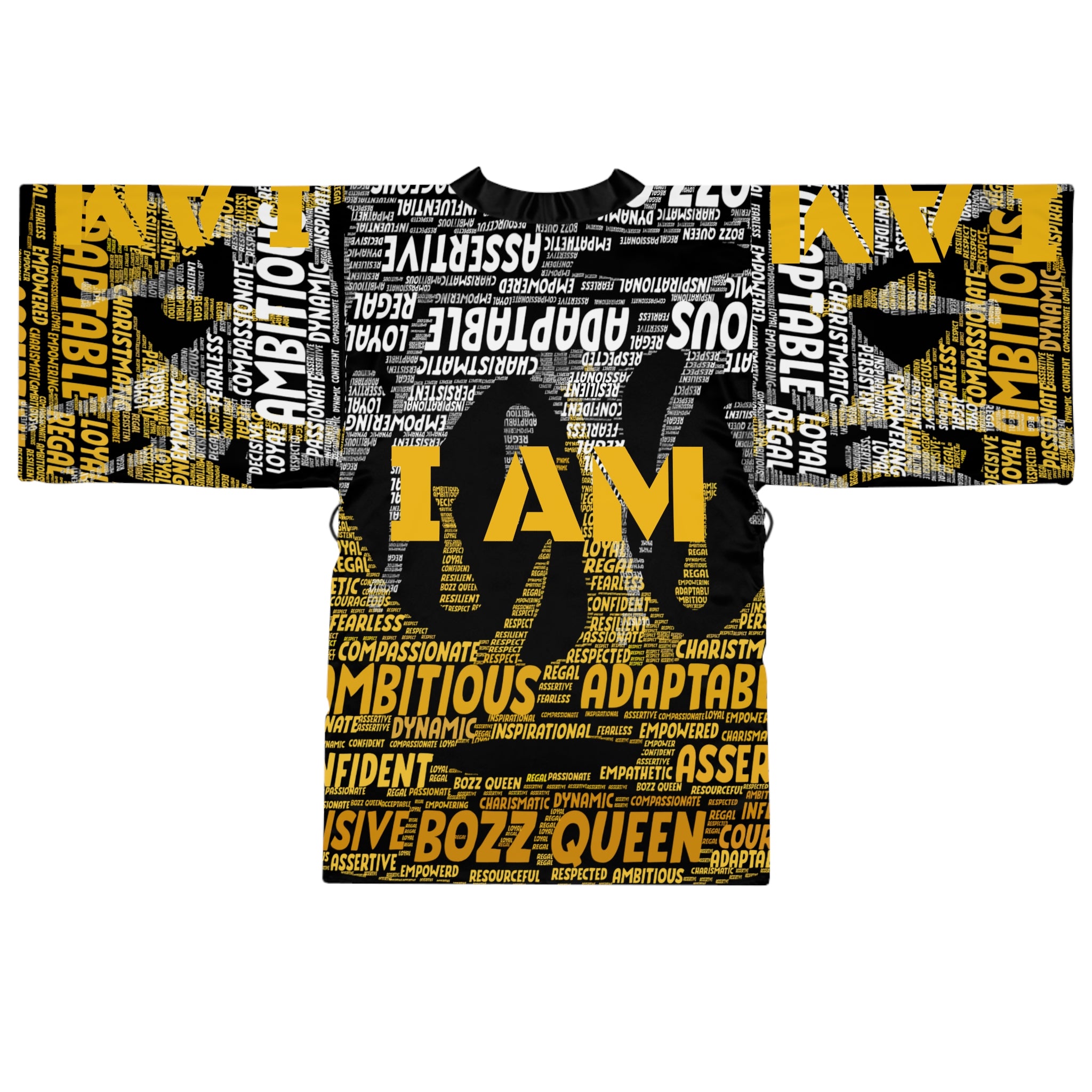 BOZZ QUEEN I AM Series Empowering Long Sleeve Kimono Robe - Inspirational Lounge Wear