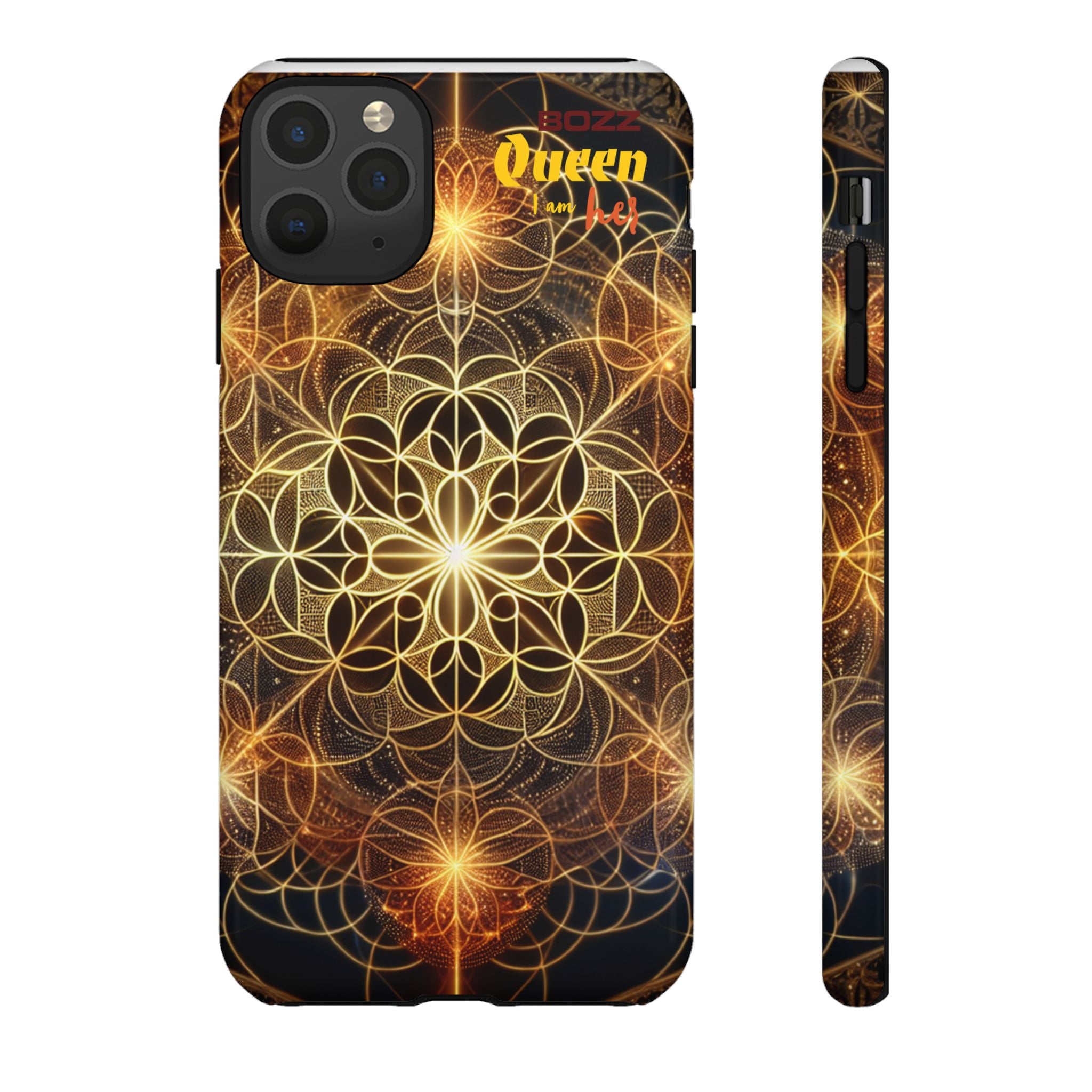 Golden Flower Mandala Phone Case, Tough Cases, Bohemian Phone Cover, Unique Gift for Him/Her, Spiritual and Artistic Design