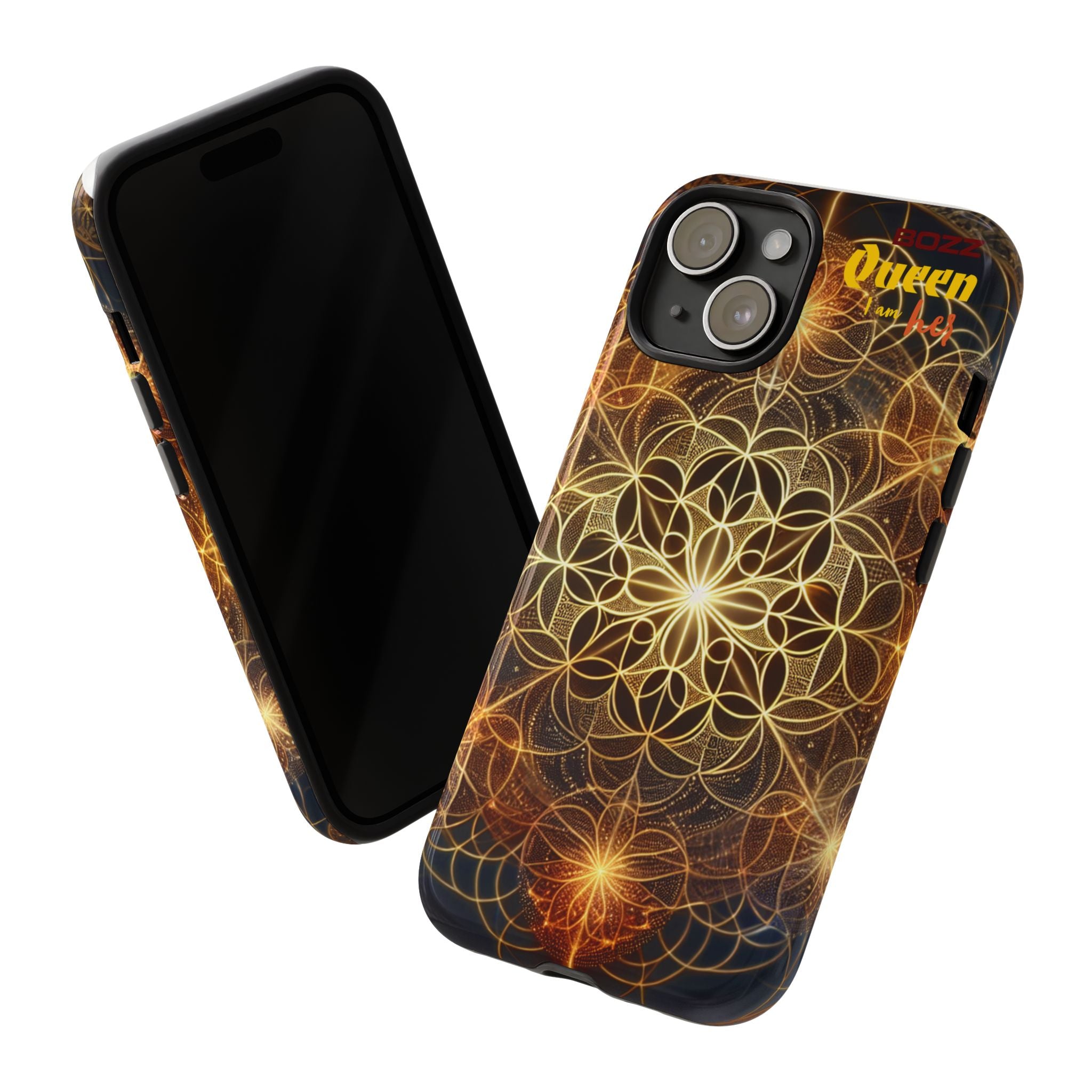 Golden Flower Mandala Phone Case, Tough Cases, Bohemian Phone Cover, Unique Gift for Him/Her, Spiritual and Artistic Design