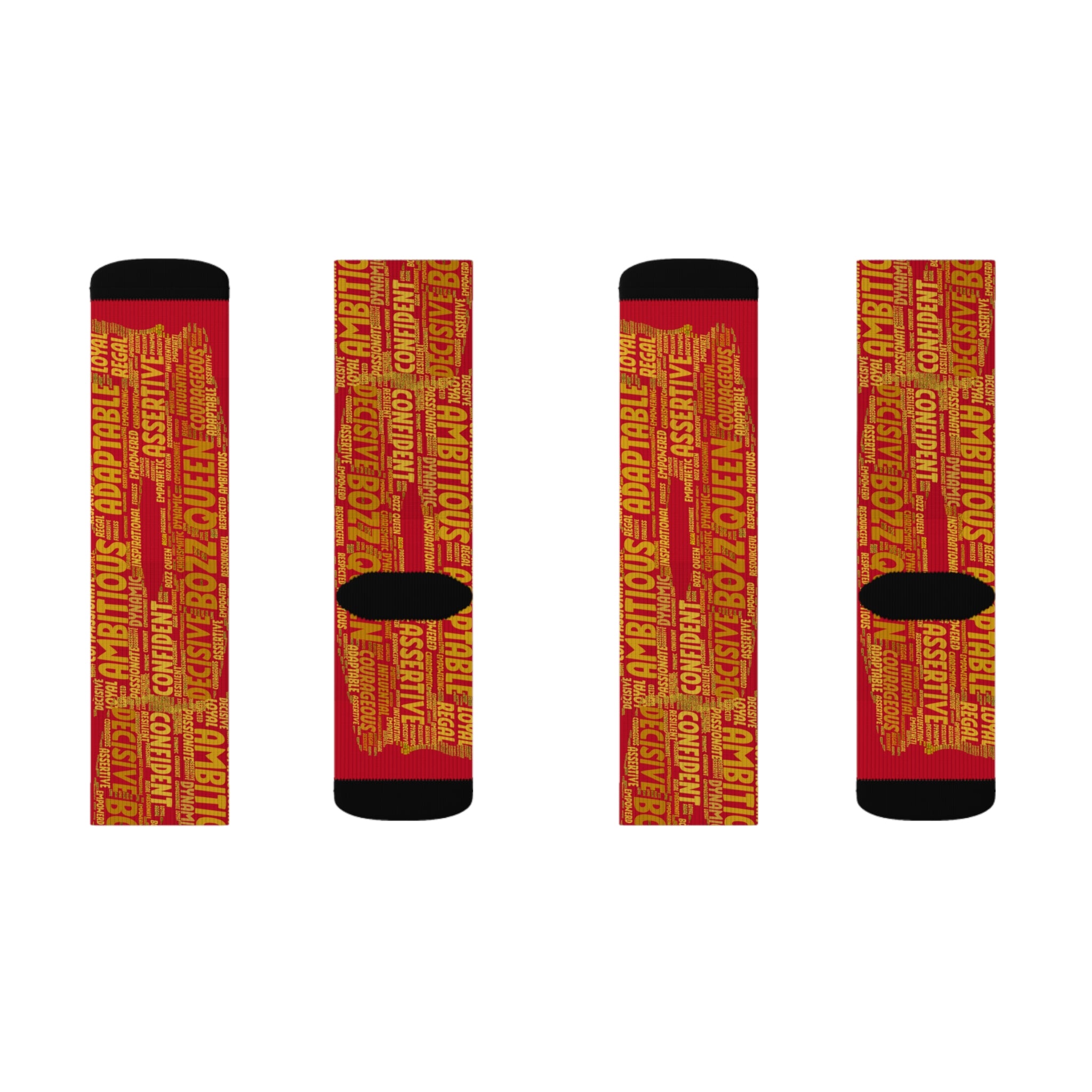 BOZZ QUEEN Dark Red Bold Statement Socks - Empowering Motivational Wear