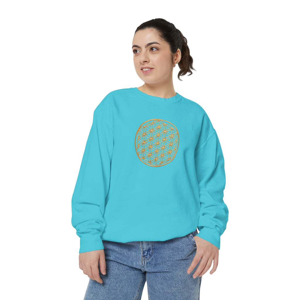 Bozz Queen Women Garment-Dyed Sweatshirt - Flower of Life Design