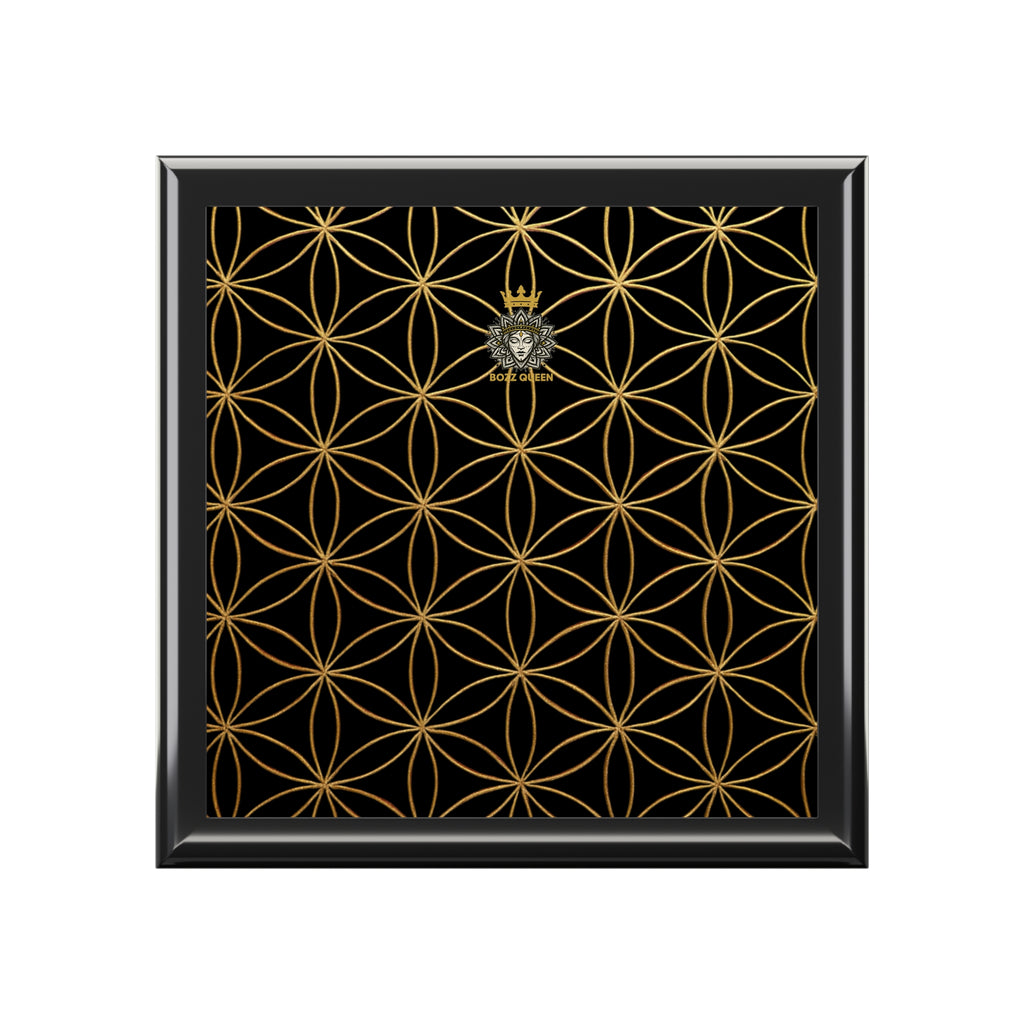 Flower of Life Jewelry Box - Black Elegant Keepsake Organizer