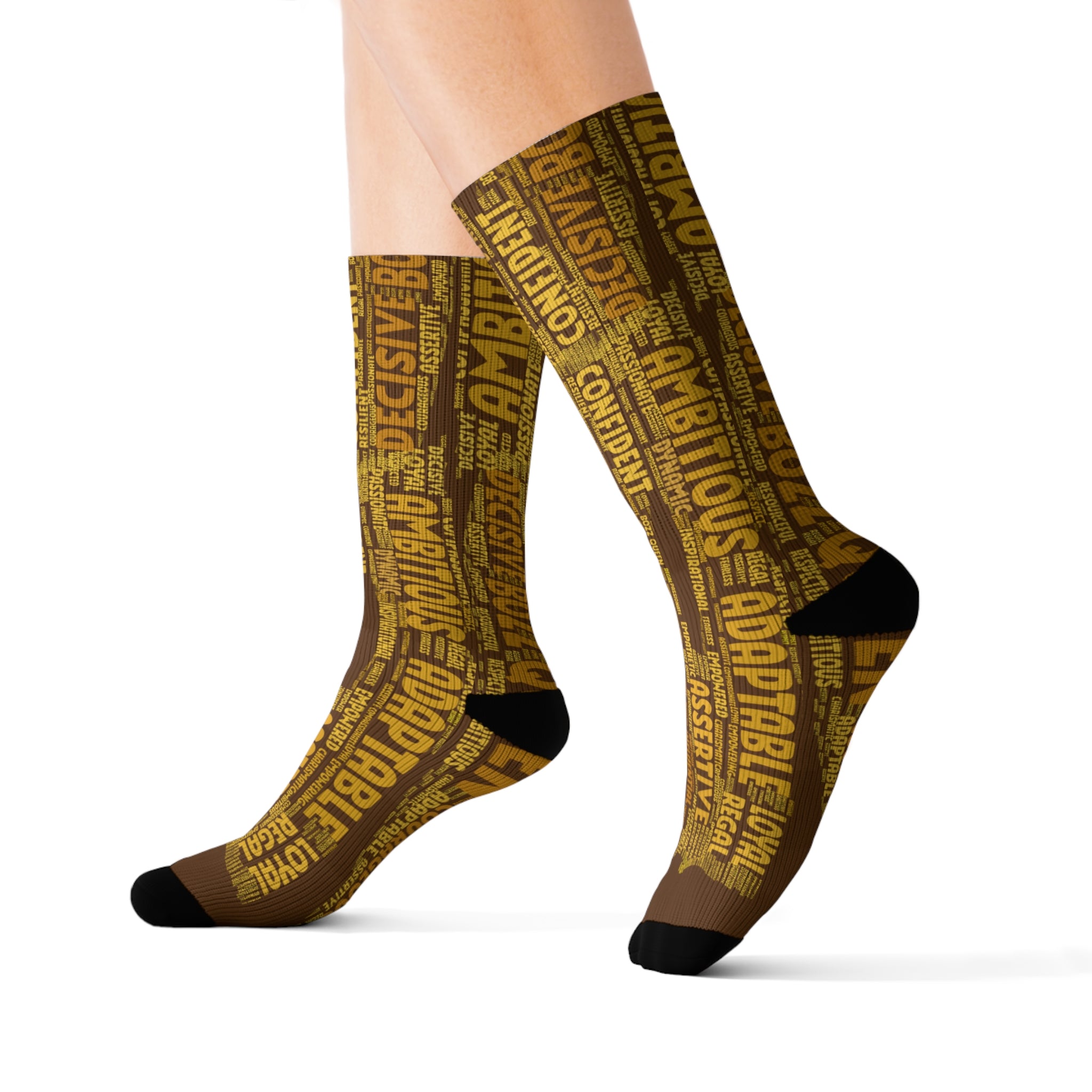 Brown Bold Statement Socks | Inspirational Gift, Trendy Accessories, Positive Affirmations, Unique Fashion, Motivational Wear