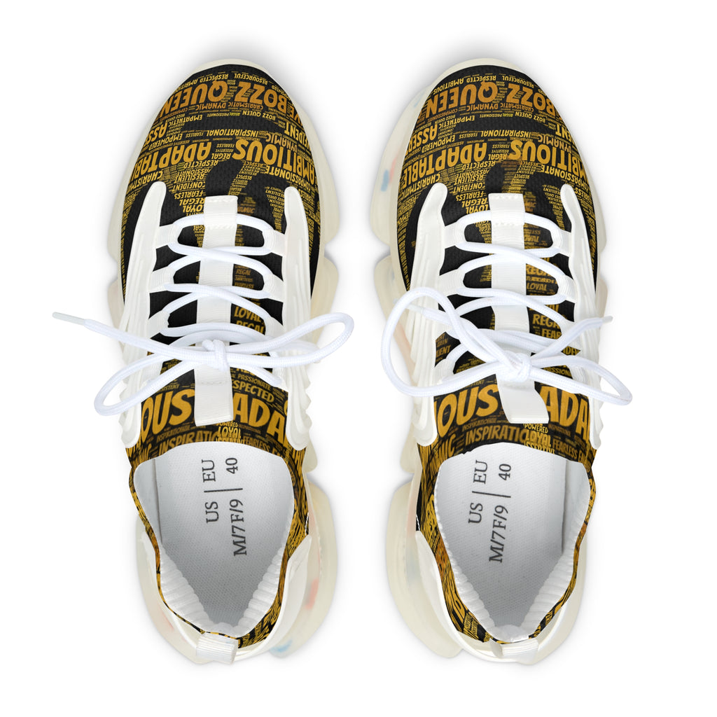 Bozz Queen Black & Yellow Women's Mesh Sneakers - Comfortable Athletic Shoes