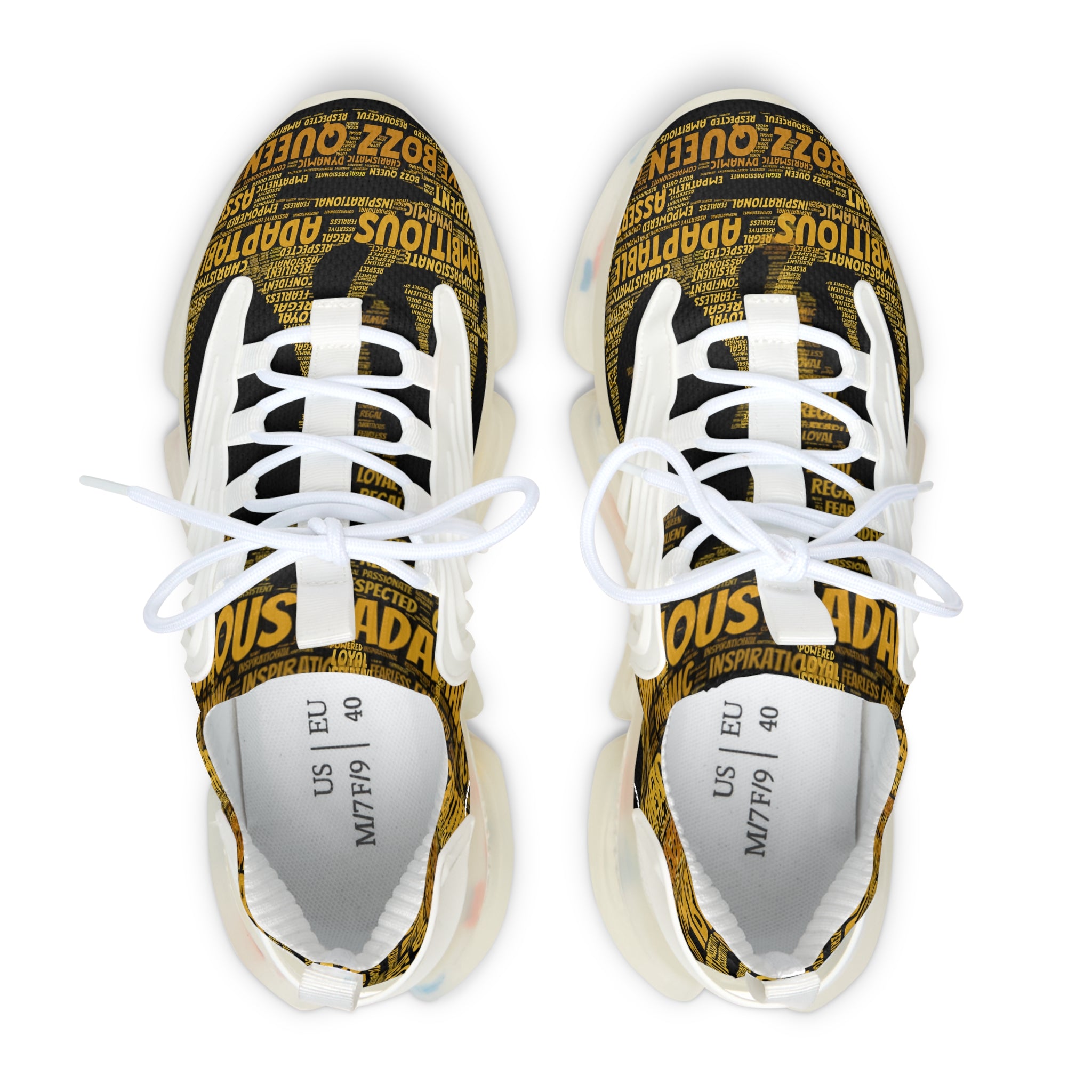 Bozz Queen Black & Yellow Women's Mesh Sneakers - Comfortable Athletic Shoes