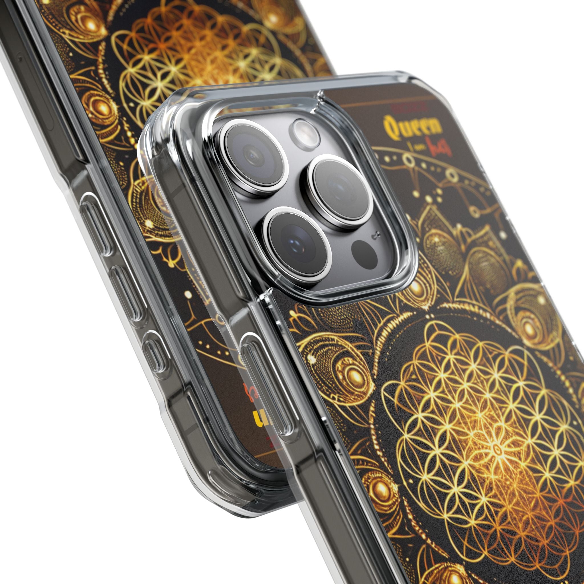 Magnetic Phone Case with Spiritual Mandala Design, Bozz Queen, Durable Clear Impact Case, Unique Gift for Spiritual Seekers, Phone Accessory