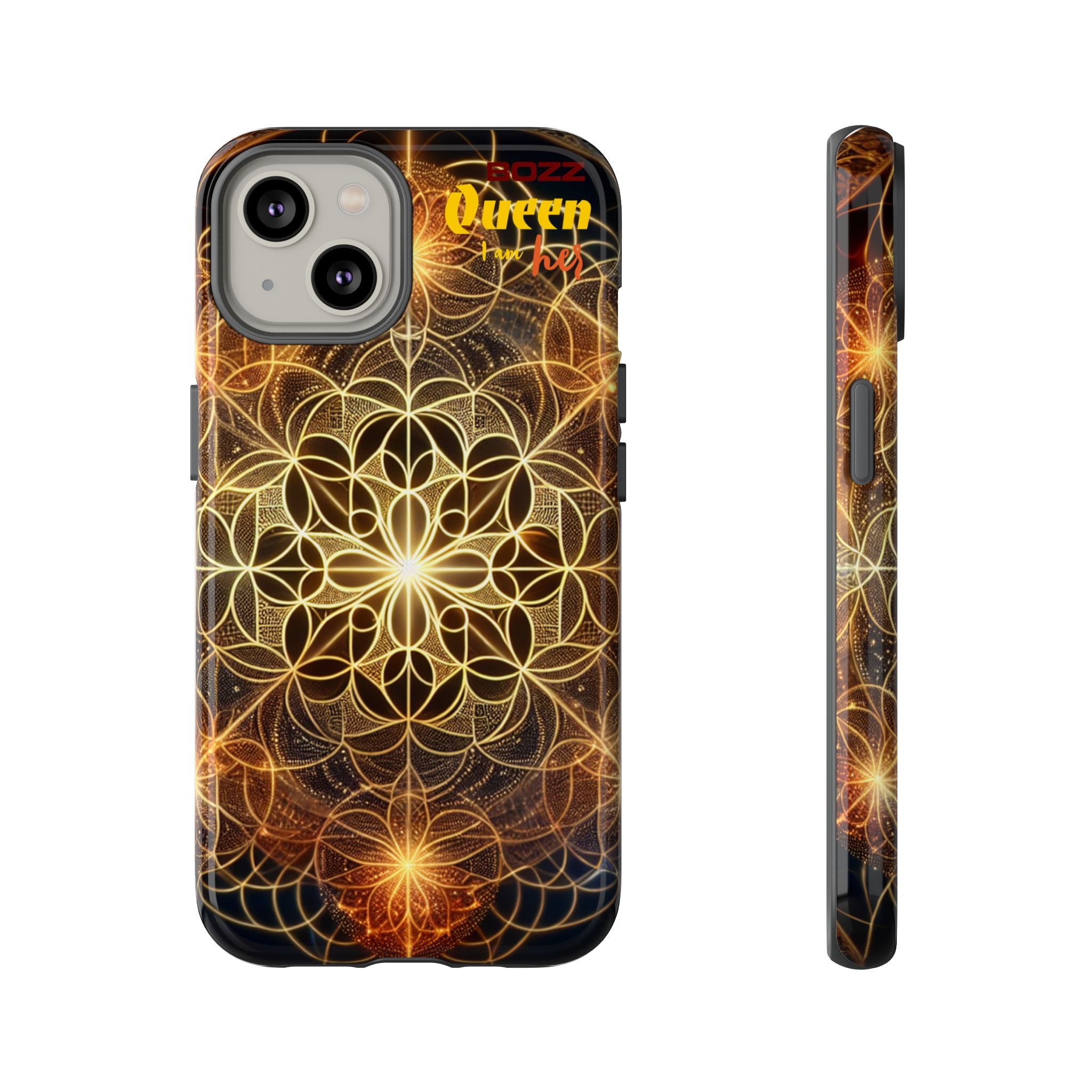 Golden Flower Mandala Phone Case, Tough Cases, Bohemian Phone Cover, Unique Gift for Him/Her, Spiritual and Artistic Design