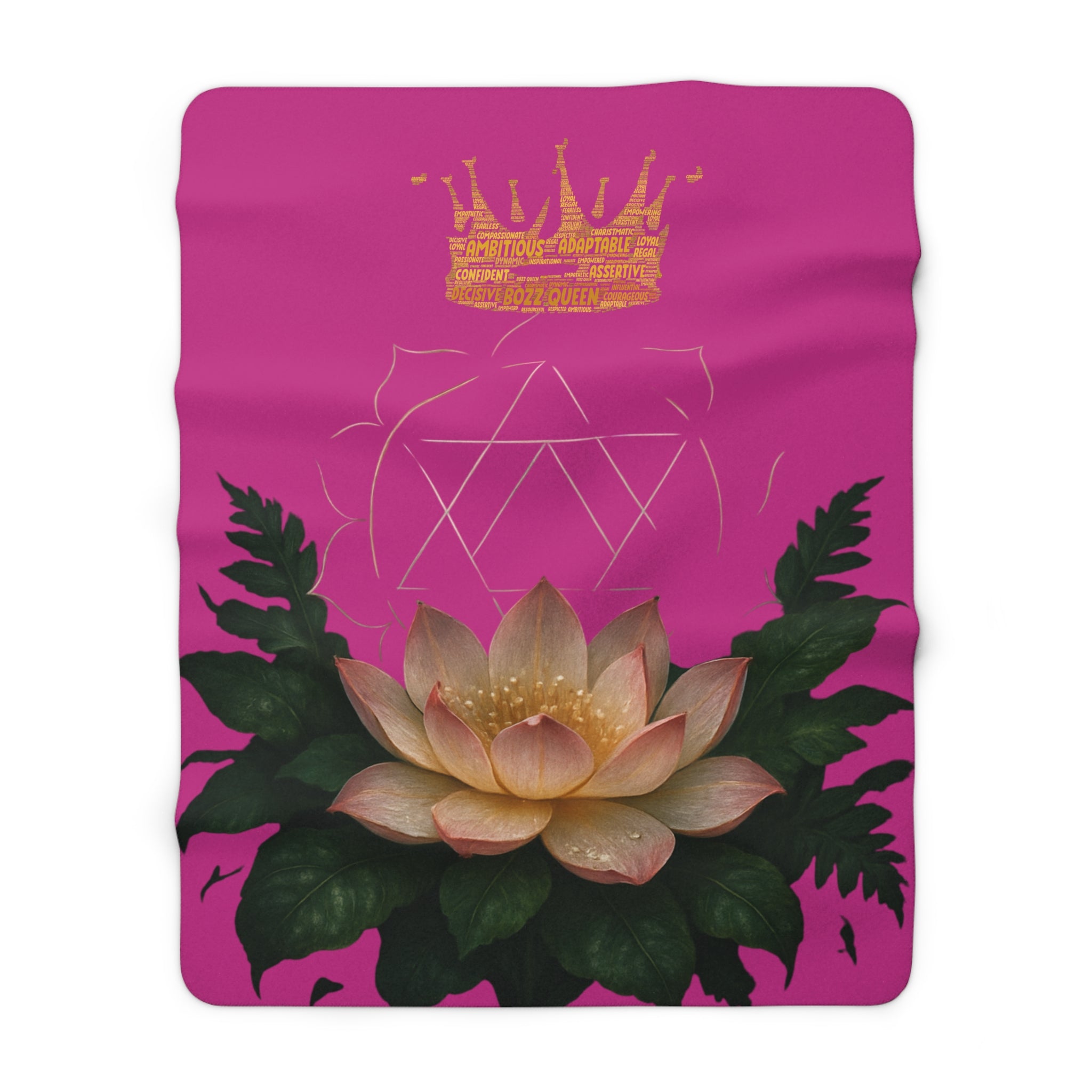 Heart Chakra Pink Lotus Sherpa Blanket - Serene Love & Feminine Energy