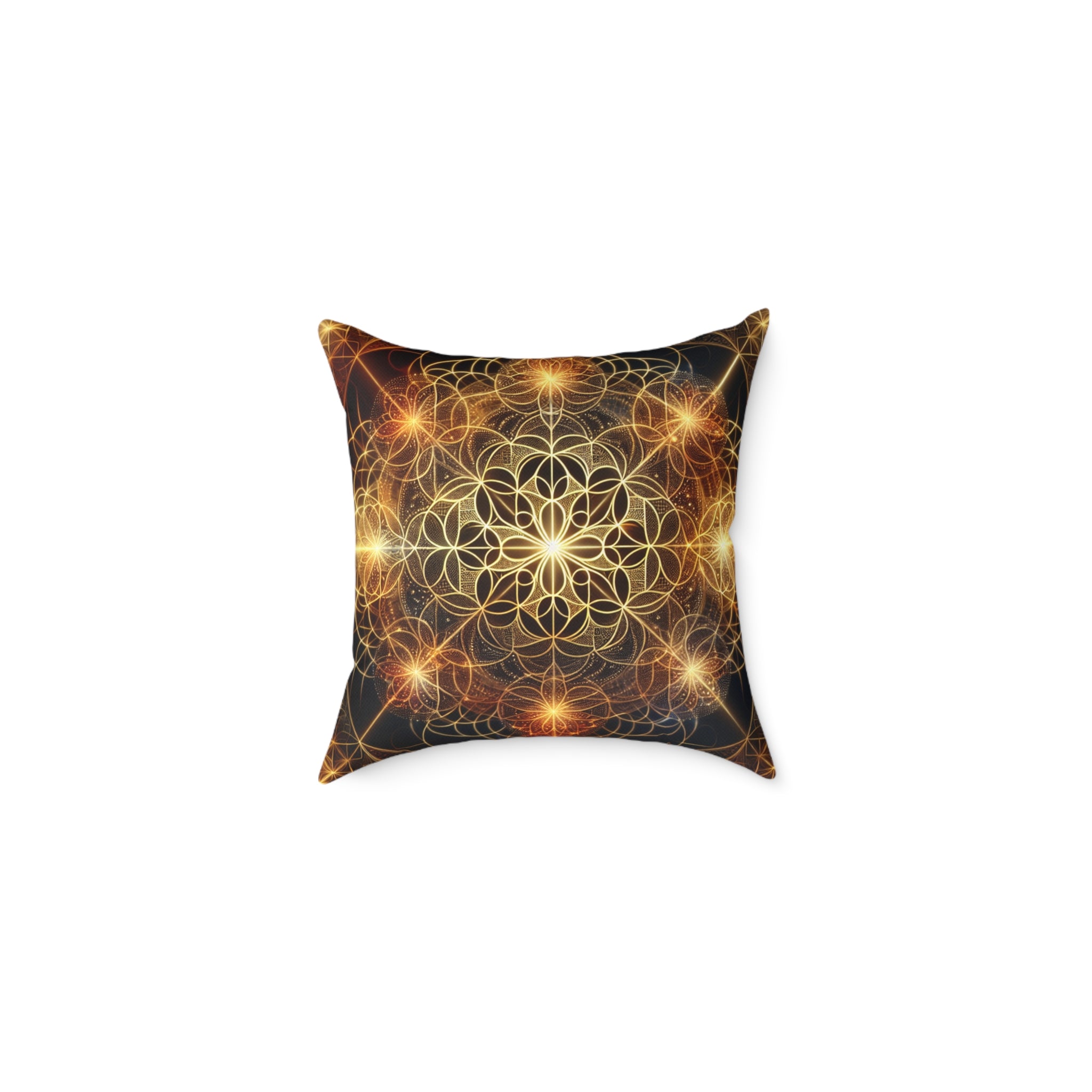 Bohemian Flower Mandala Pillow, Square Poly Canvas Pillow for Home Decor, Cozy Living Room Accent, Meditation Gift, Bedroom Cushion
