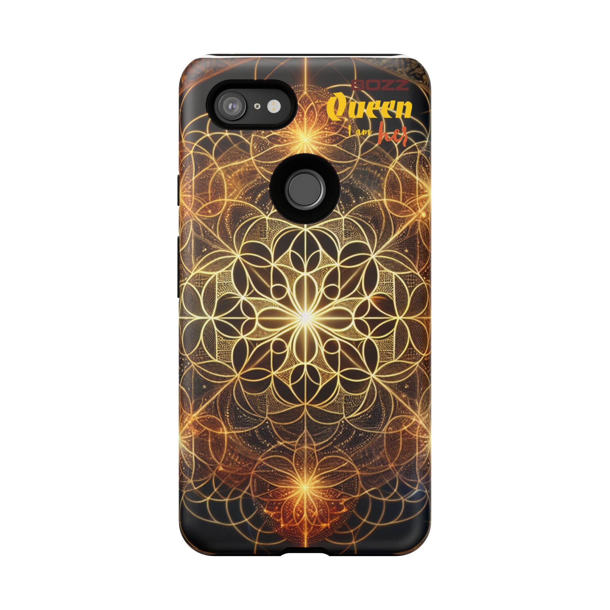 Golden Flower Mandala Phone Case, Tough Cases, Bohemian Phone Cover, Unique Gift for Him/Her, Spiritual and Artistic Design