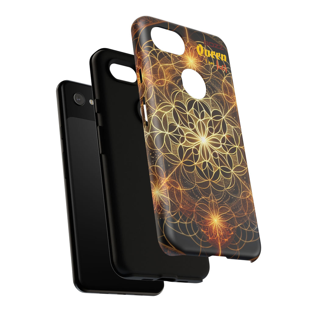 Golden Flower Mandala Phone Case, Tough Cases, Bohemian Phone Cover, Unique Gift for Him/Her, Spiritual and Artistic Design