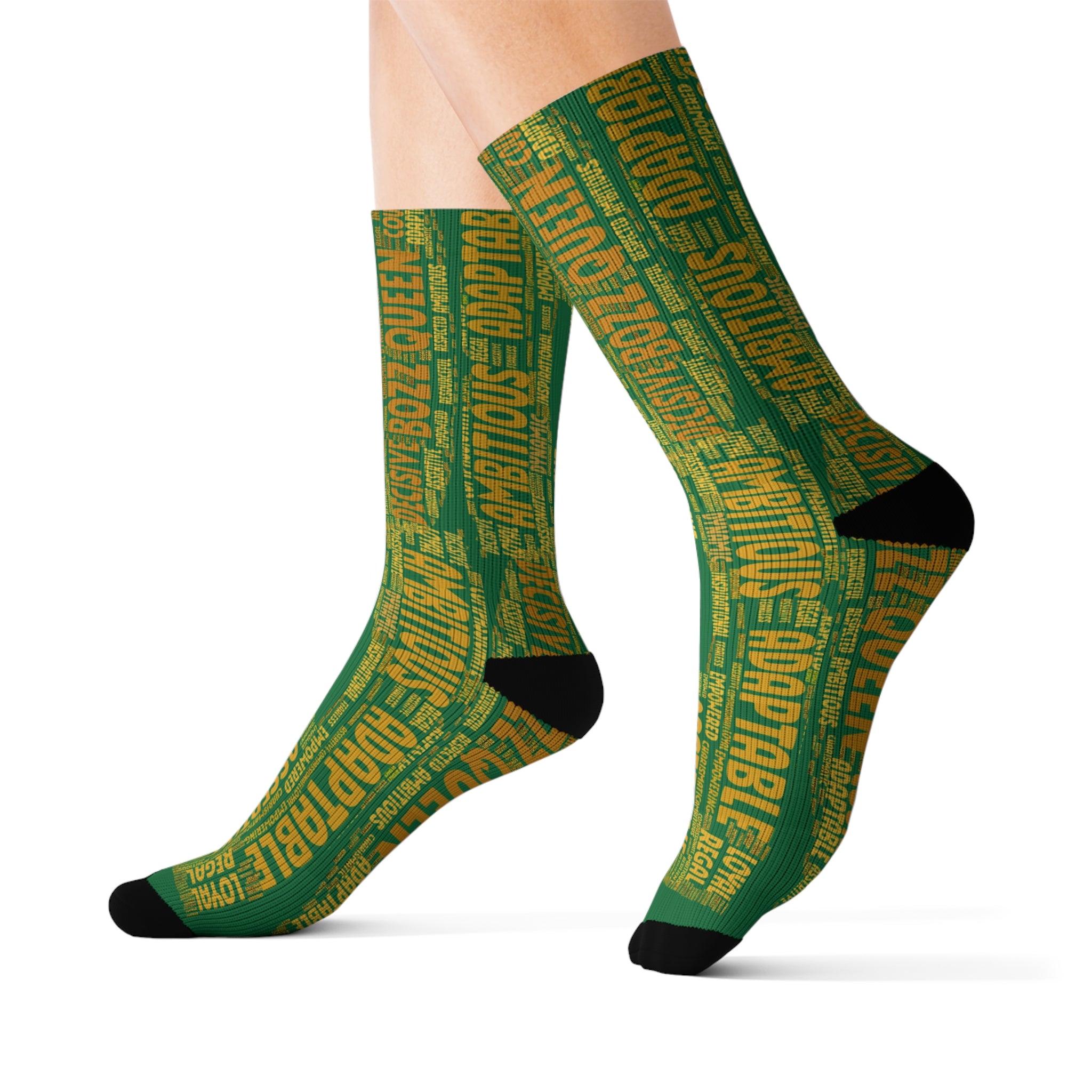 BOZZ QUEEN Dark Green Bold Statement Socks - Empowering Motivational Wear
