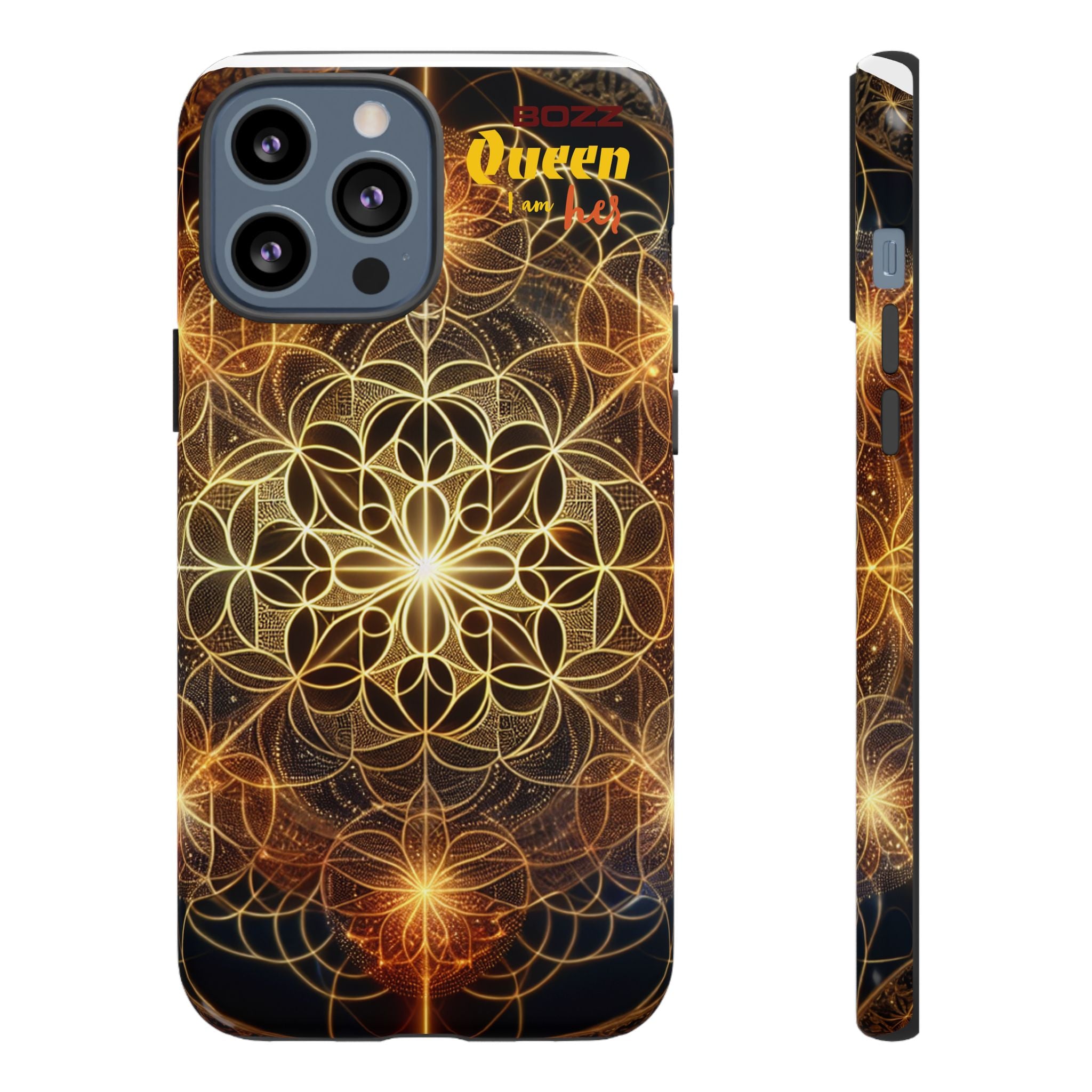 Golden Flower Mandala Phone Case, Tough Cases, Bohemian Phone Cover, Unique Gift for Him/Her, Spiritual and Artistic Design