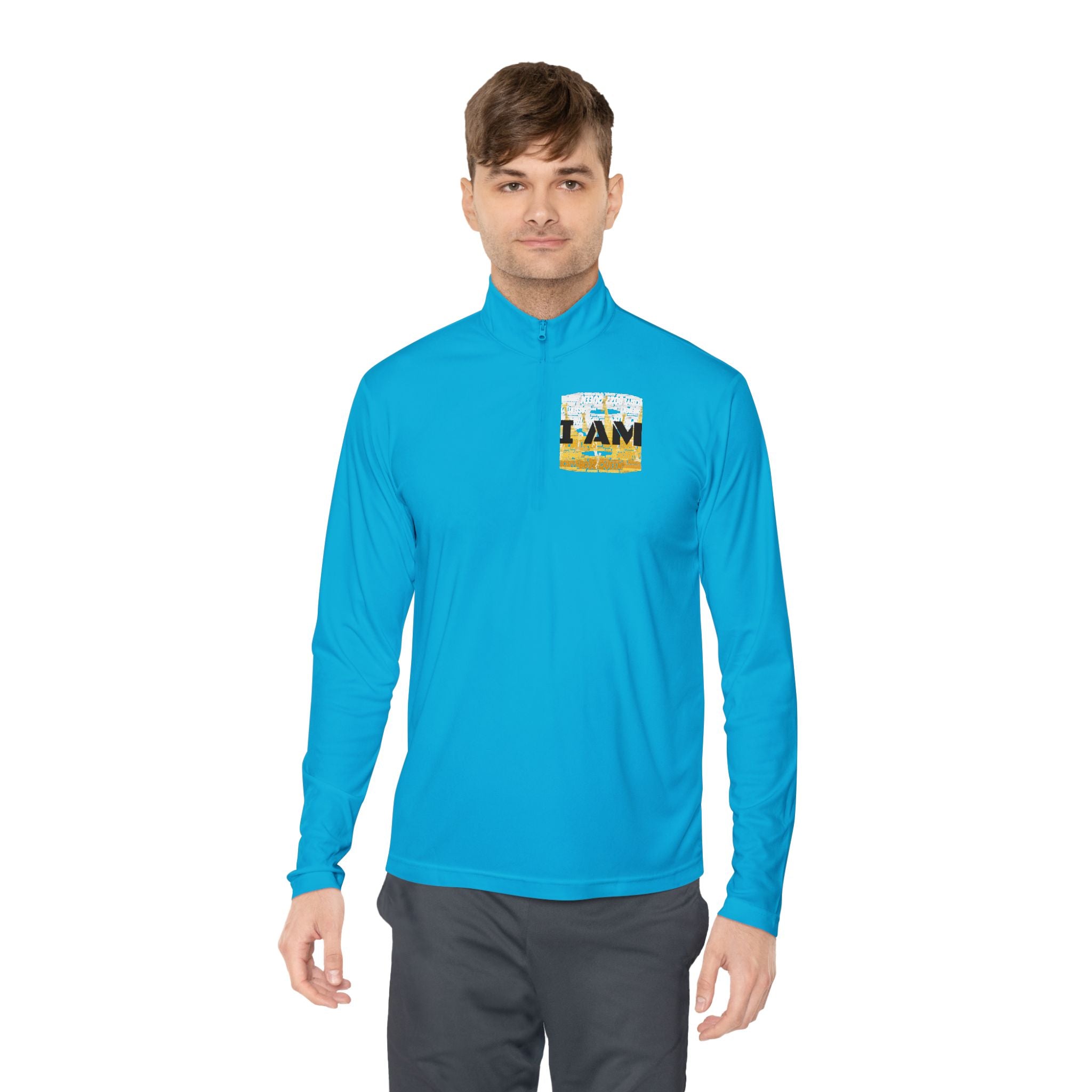 I AM Unisex Quarter-Zip Pullover - Motivational Activewear for Gym & Yoga