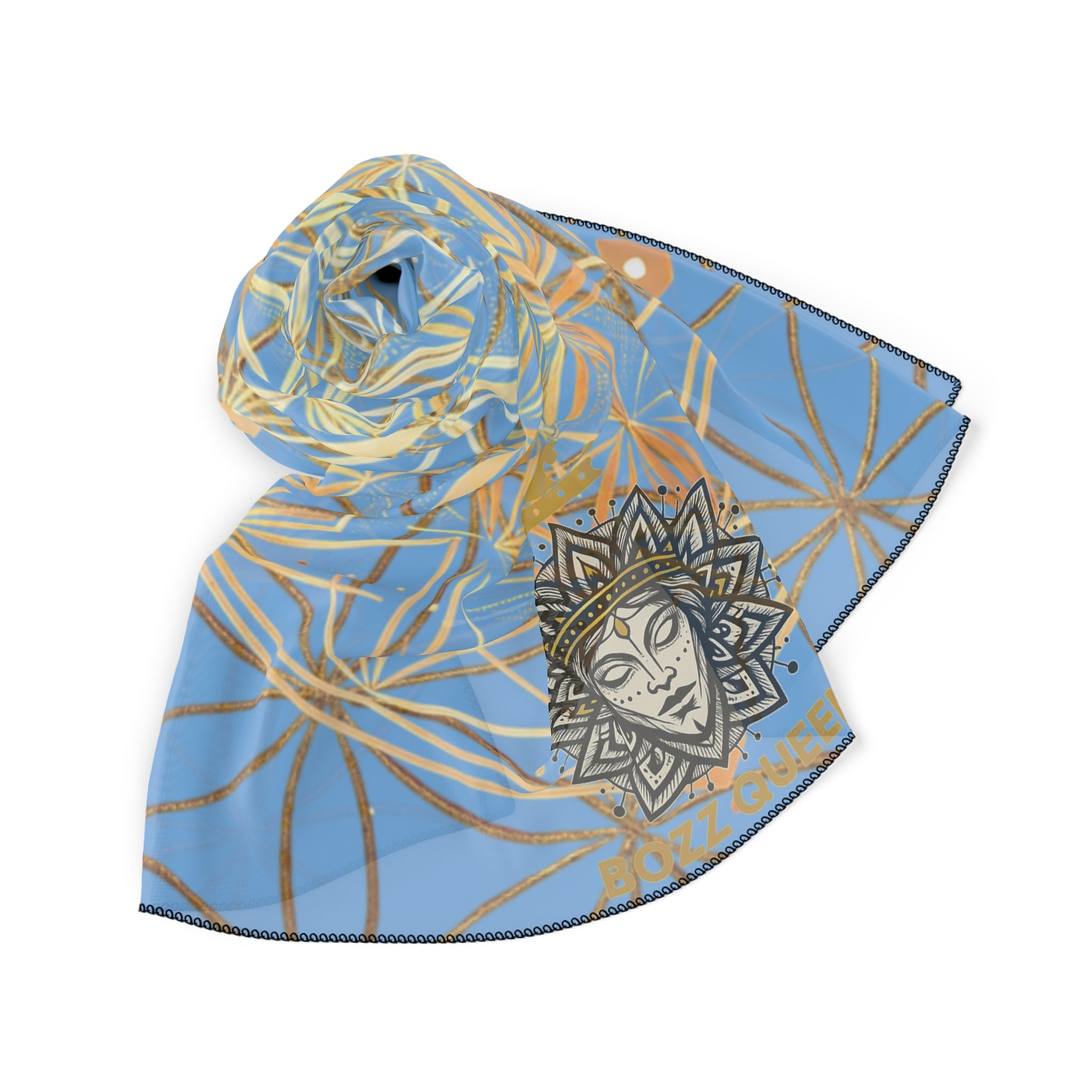 Flower of Life Light Blue Scarf - Sacred Geometry Spiritual Accessory