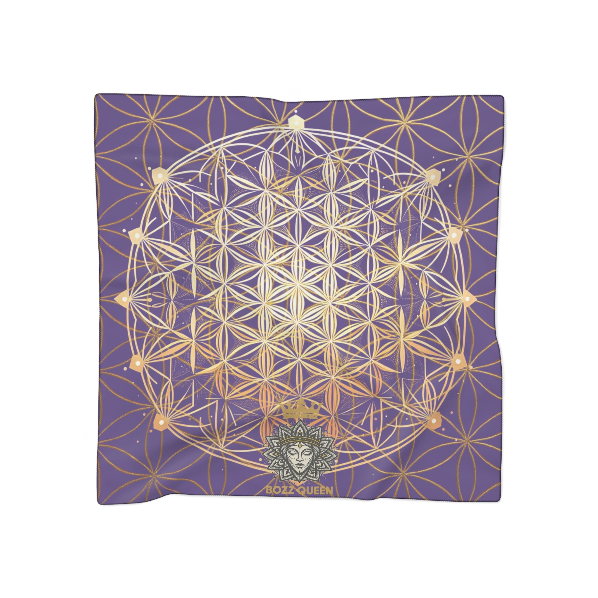 Flower of Life Purple Scarf - Sacred Geometry Spiritual Accessory