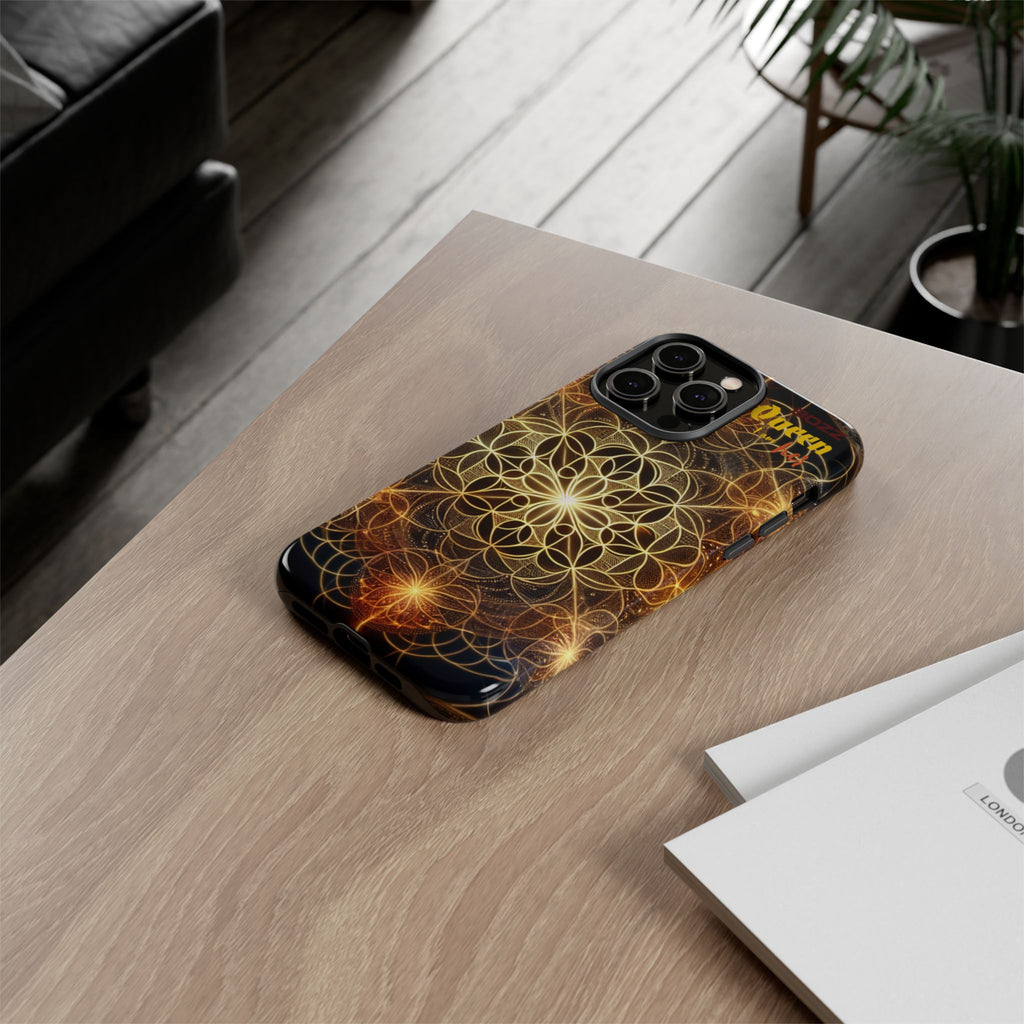 Golden Flower Mandala Phone Case, Tough Cases, Bohemian Phone Cover, Unique Gift for Him/Her, Spiritual and Artistic Design