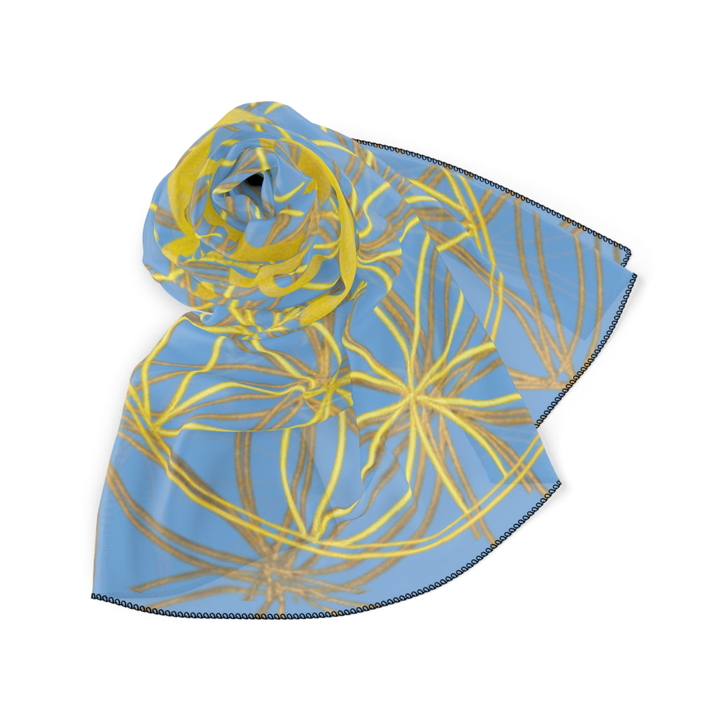 Bozz Queen Light Blue Poly Scarf - Vibrant Flower of Life Design for Stylish Women