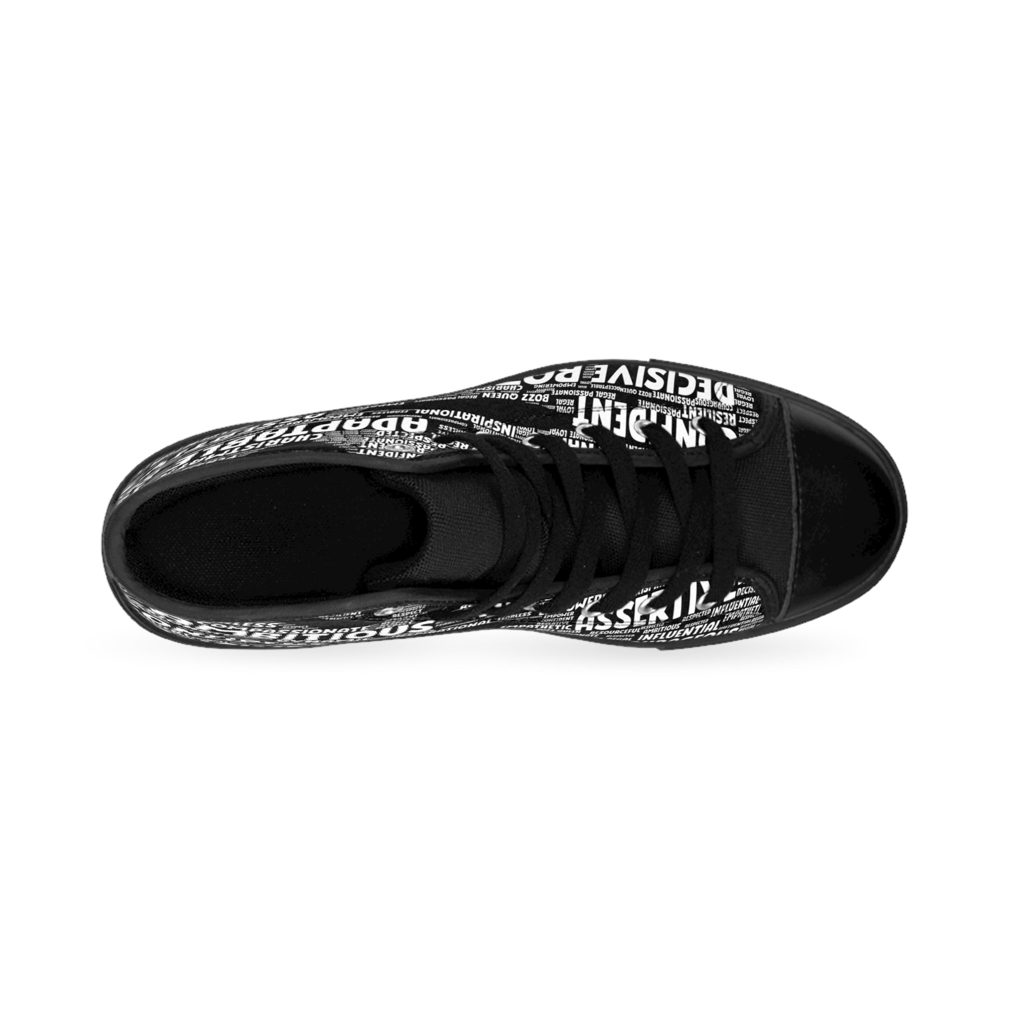 Women's Inspirational High-Top Sneakers - Black & White Empowerment Footwear