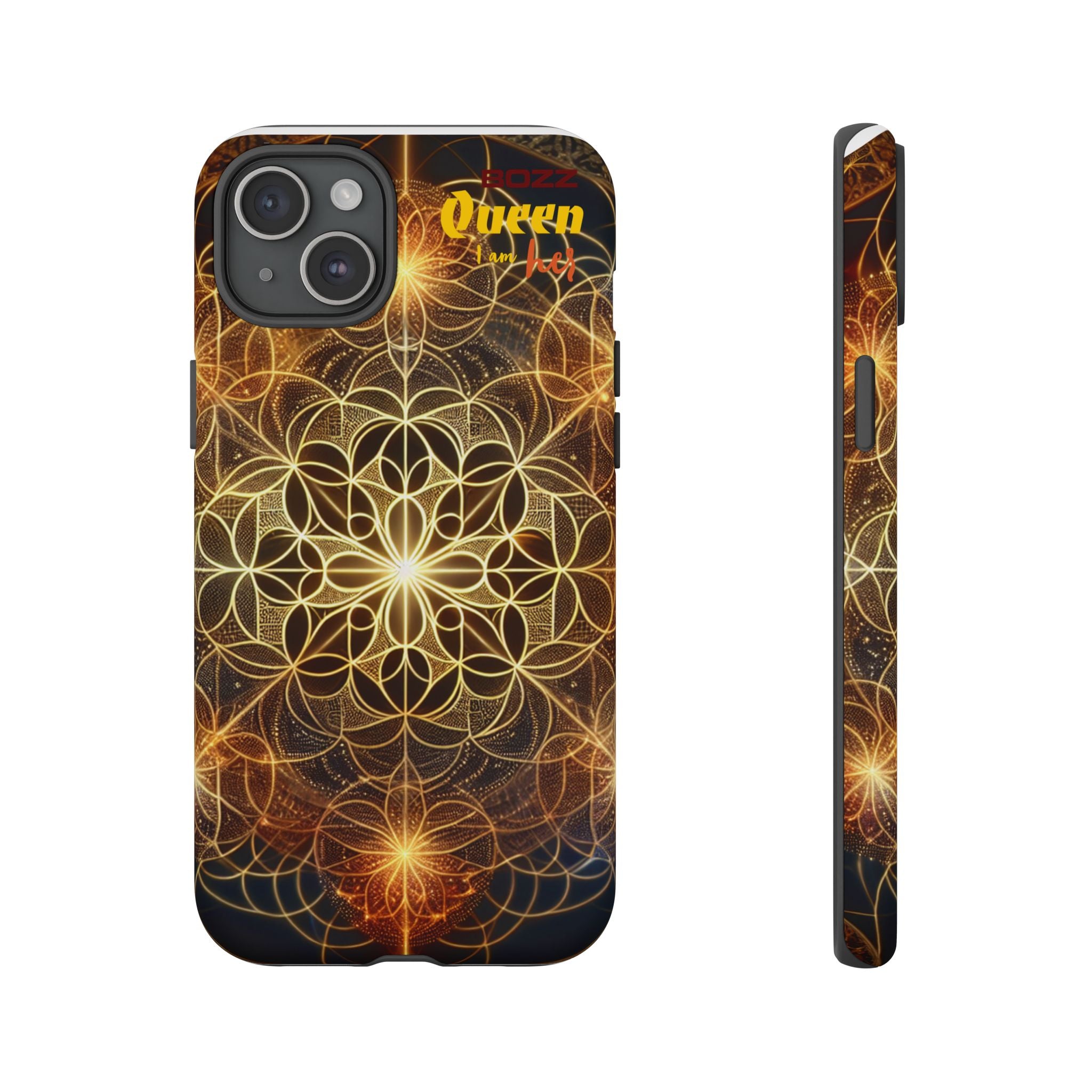Golden Flower Mandala Phone Case, Tough Cases, Bohemian Phone Cover, Unique Gift for Him/Her, Spiritual and Artistic Design