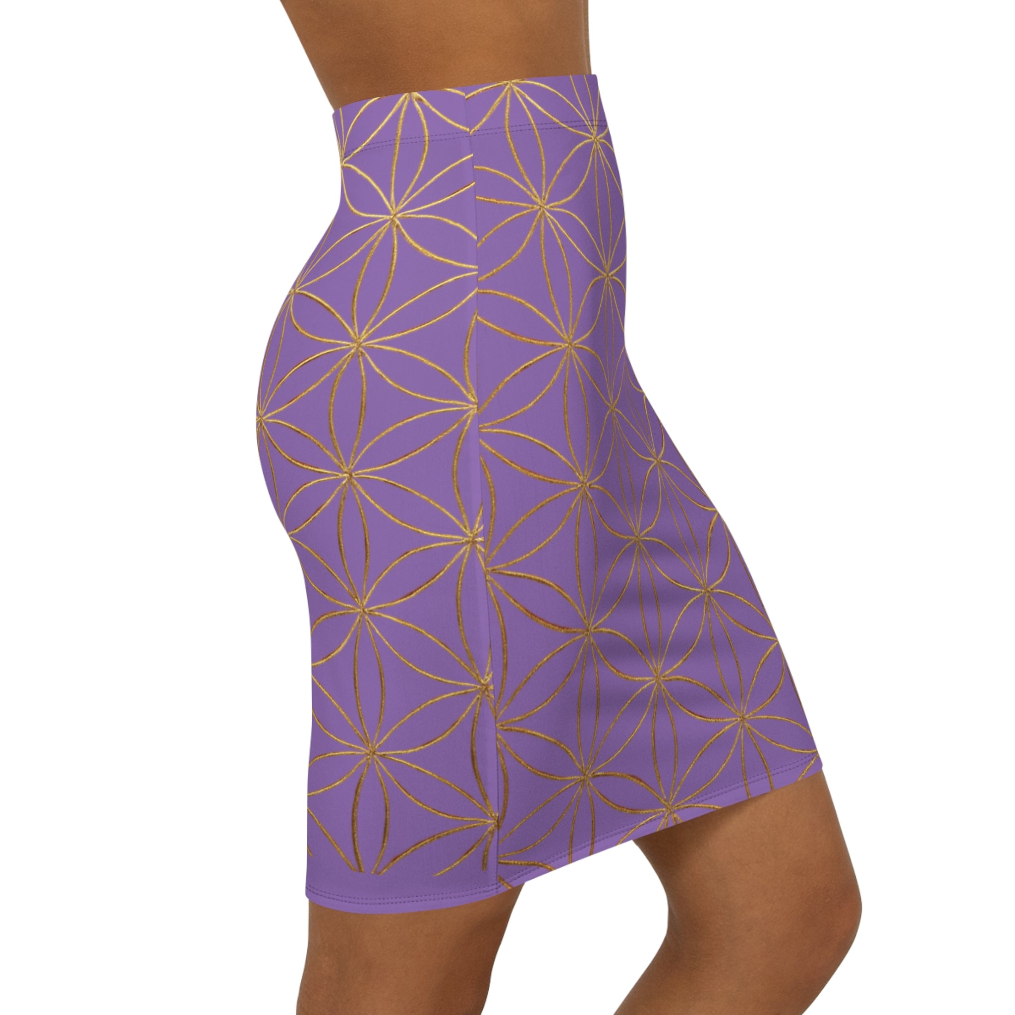 Light Purple Flower of Life Pencil Skirt - Women's Chic Office & Date Night Skirt