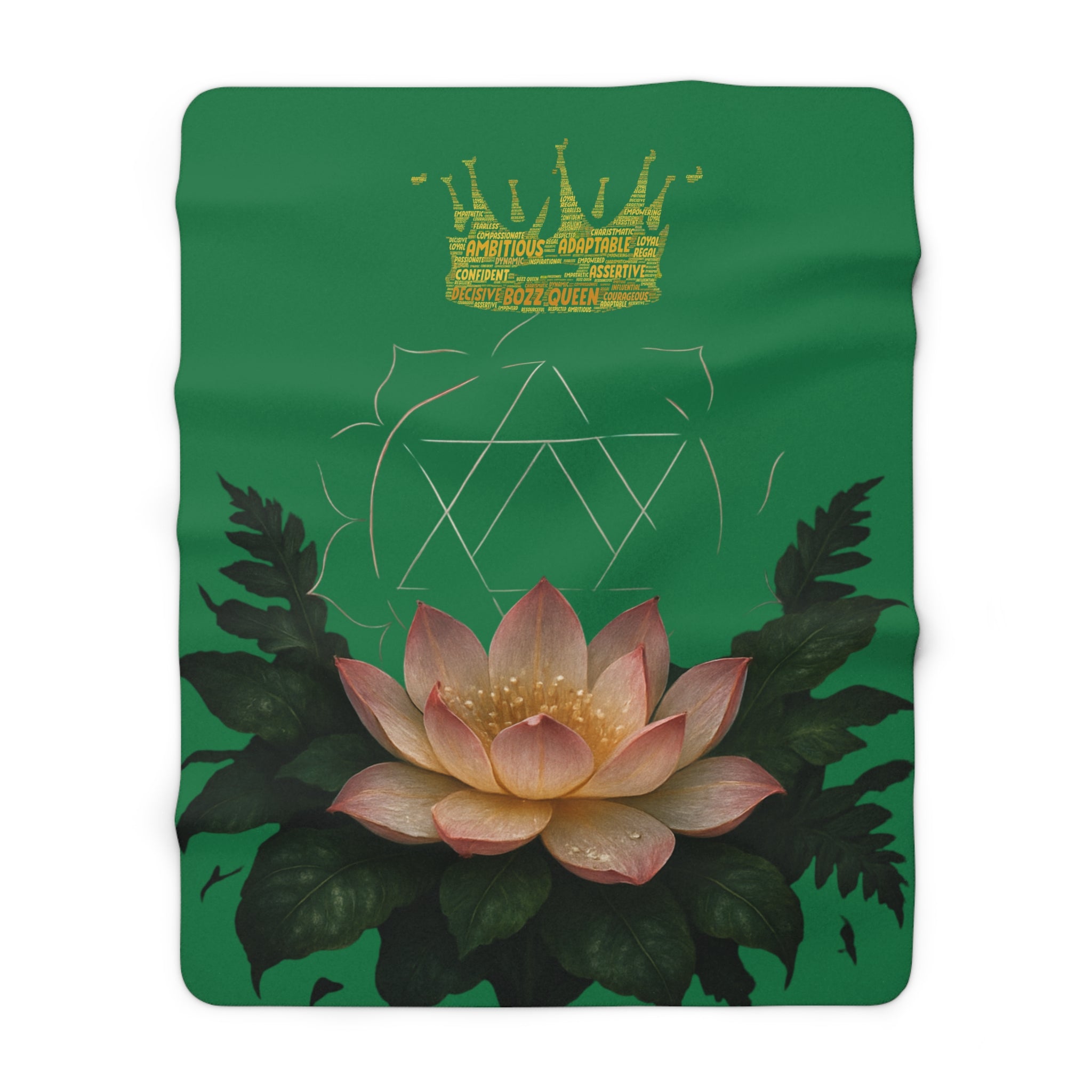 Heart Chakra Pink Lotus Sherpa Blanket - Love & Compassion Meditation Decor