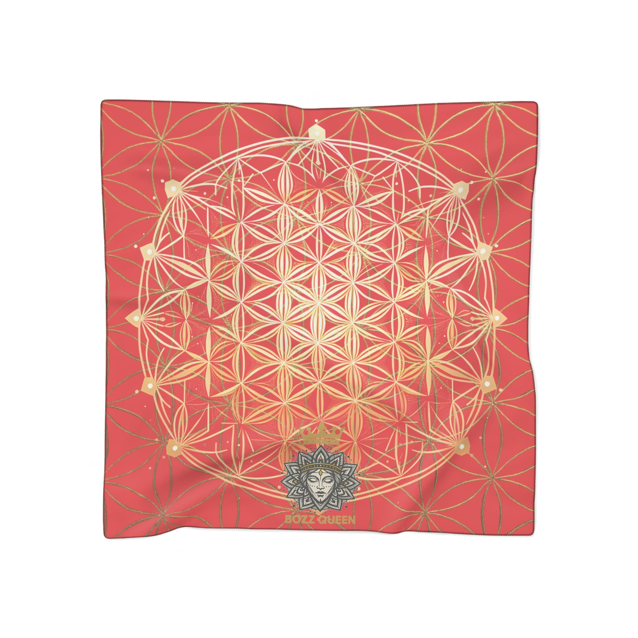 Flower of Life Red Scarf - Sacred Geometry Spiritual Accessory