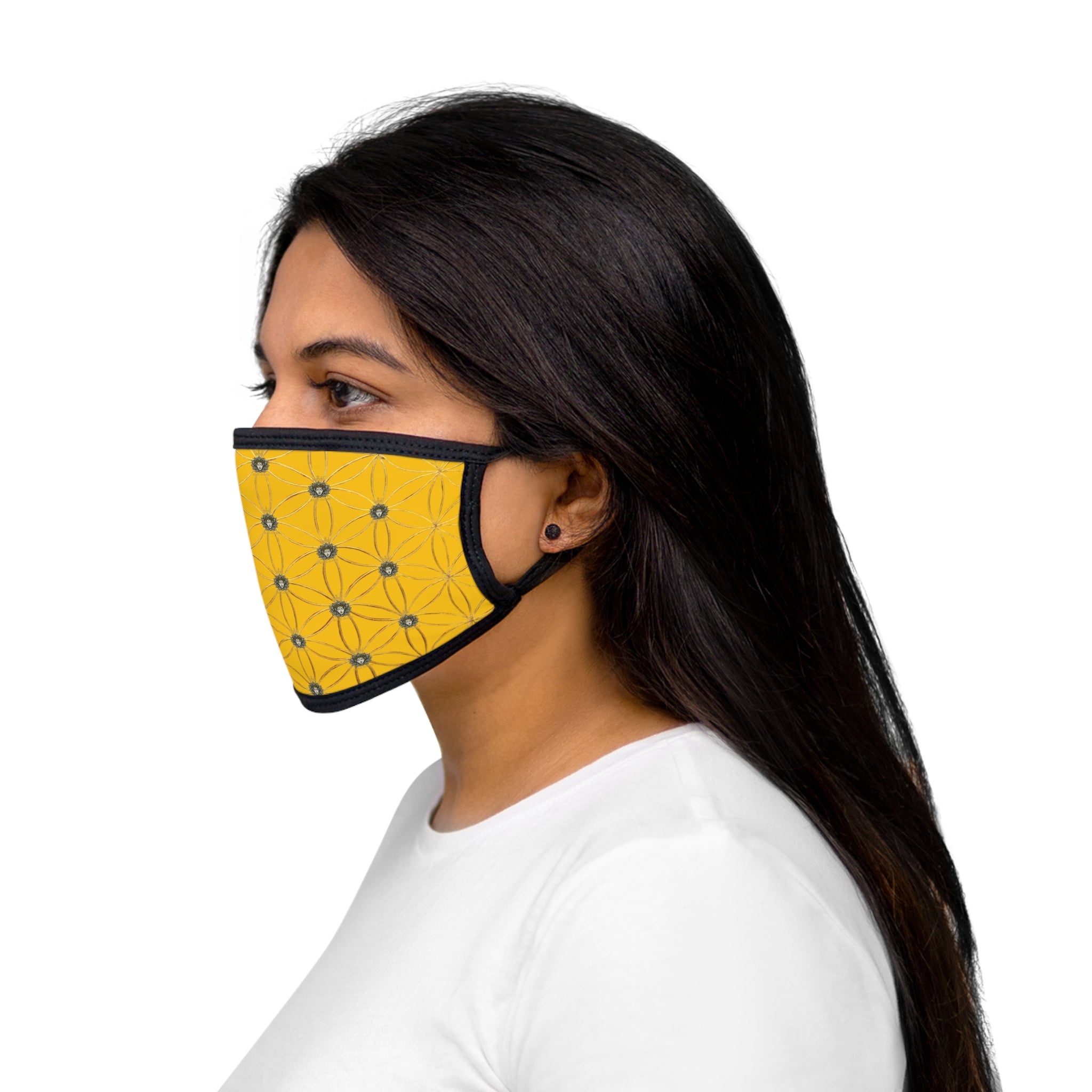 Bozz Queen Flower of Life Face Mask - Yellow & Gold Stylish Breathable Cloth Mask