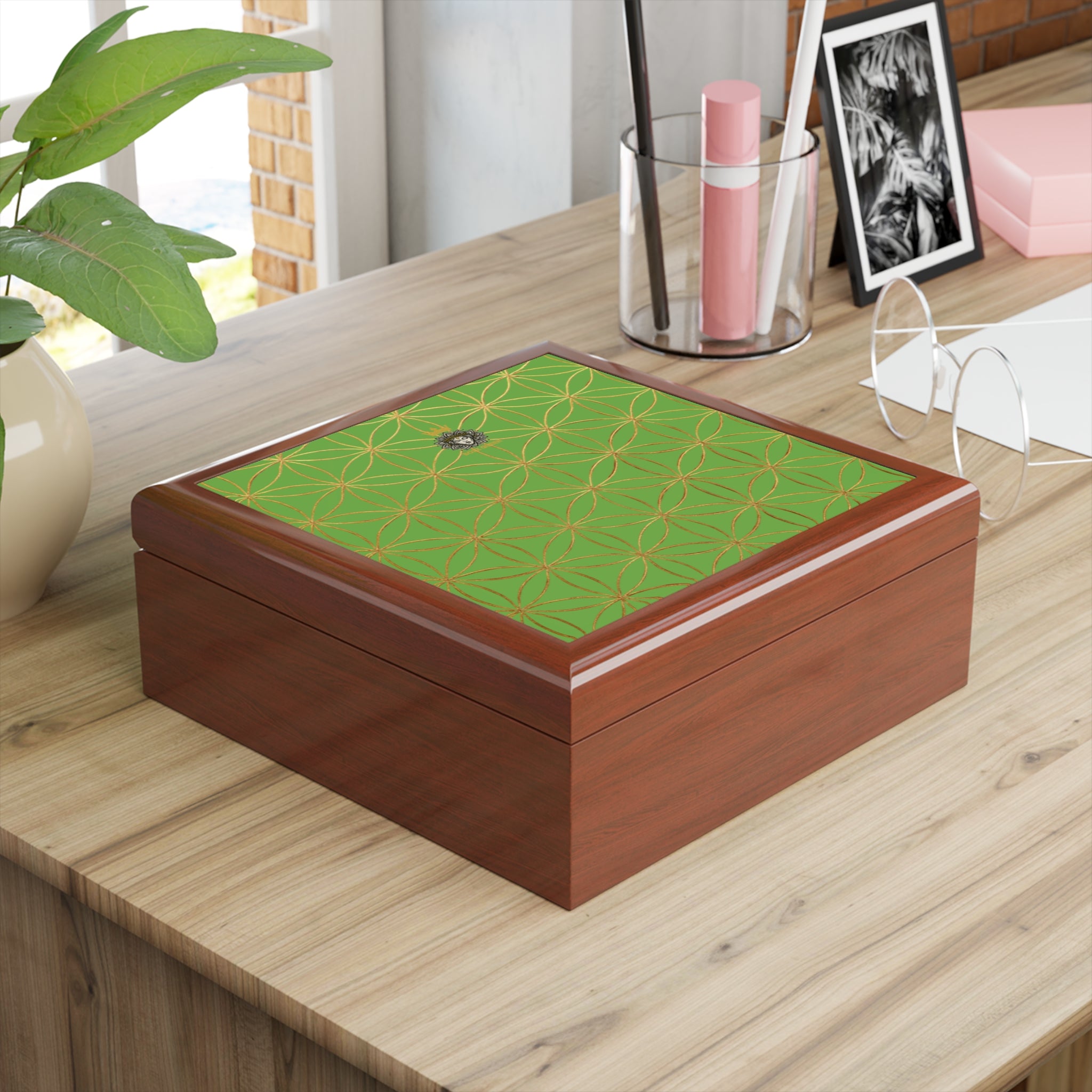 Flower of Life Jewelry Box - Light Green Elegant Keepsake Organizer