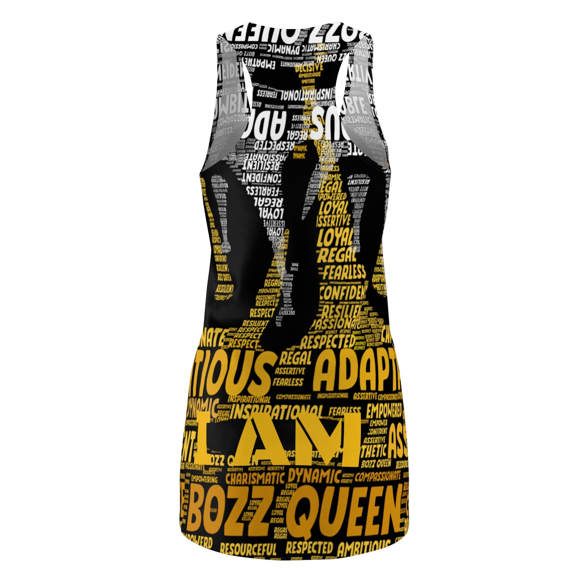 BOZZ QUEEN I AM Series Bold Inspiration Women's Racerback Dress - Empowering Bohemian Fashion