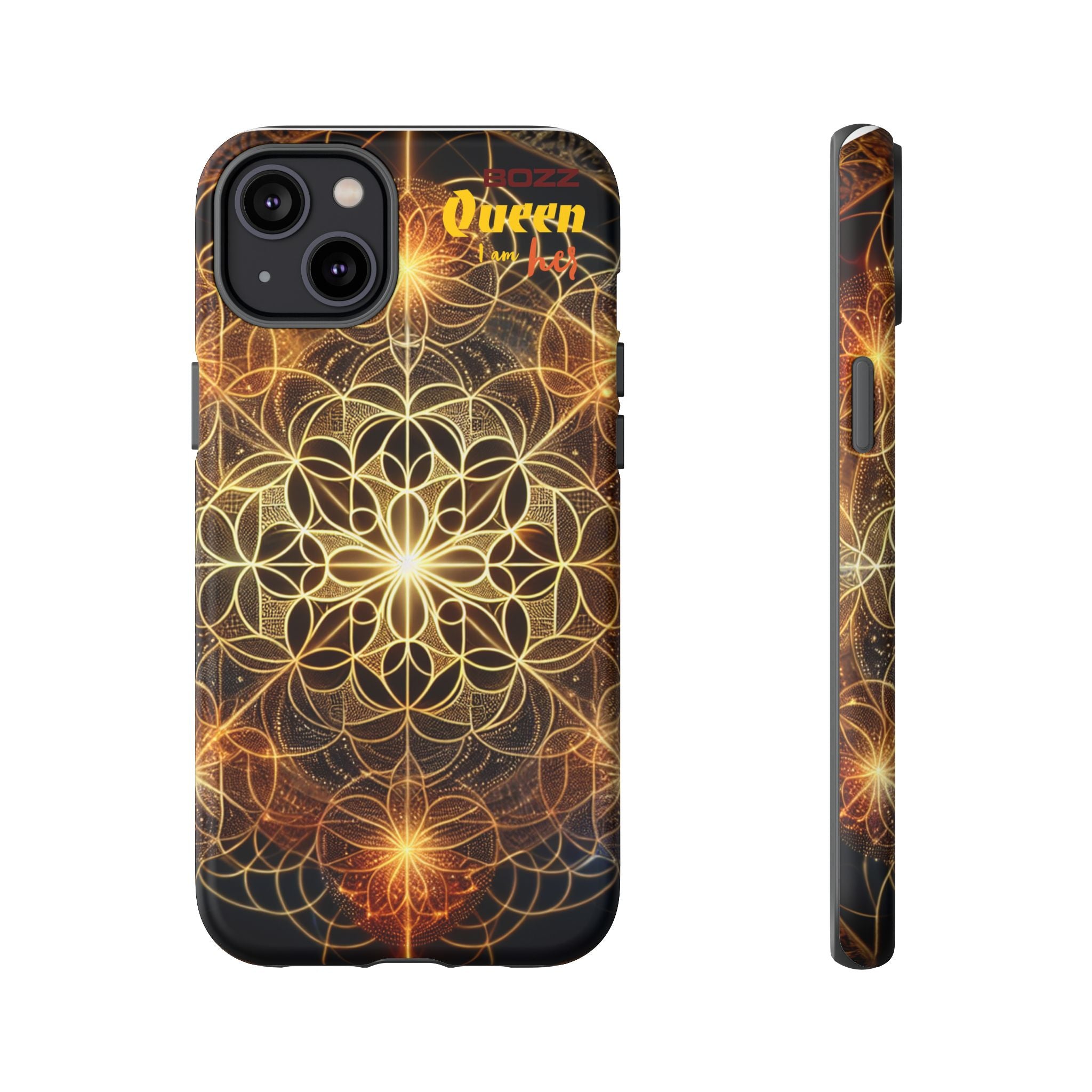 Golden Flower Mandala Phone Case, Tough Cases, Bohemian Phone Cover, Unique Gift for Him/Her, Spiritual and Artistic Design