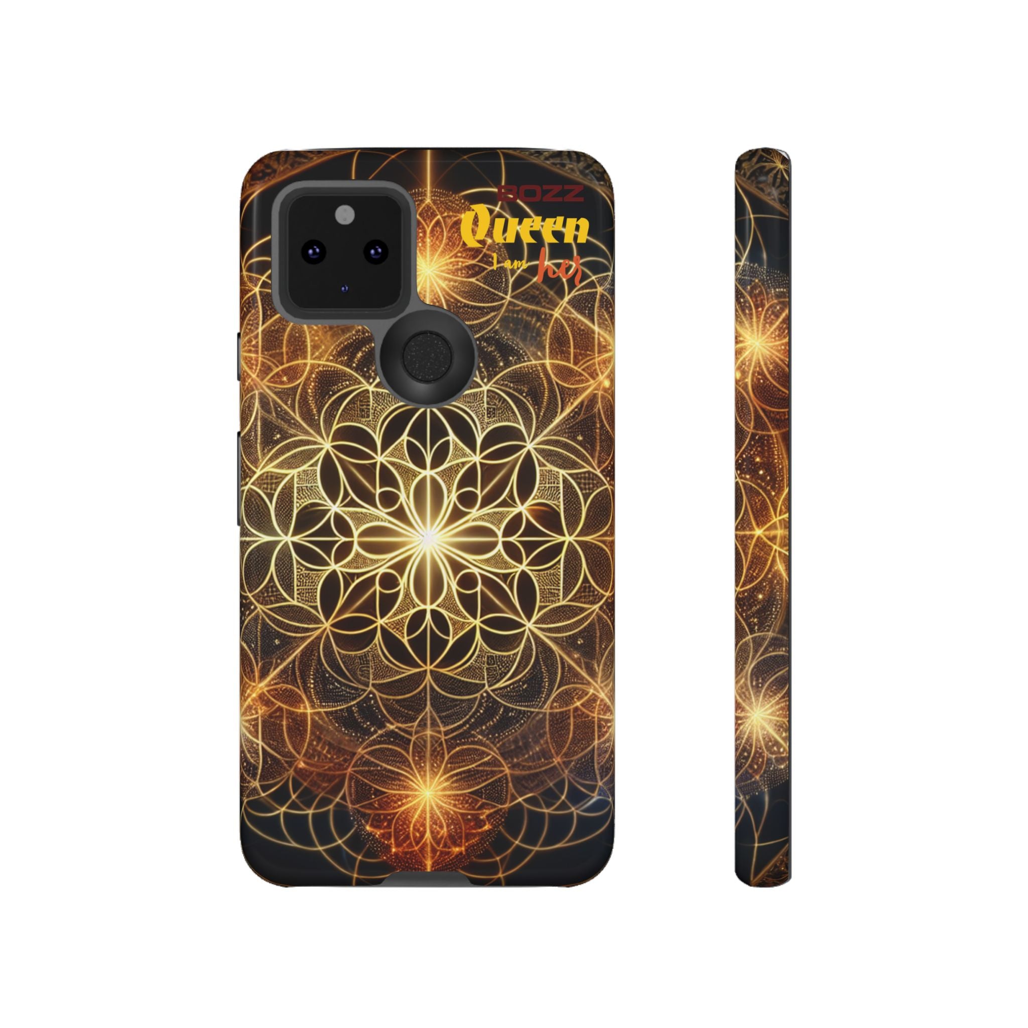 Golden Flower Mandala Phone Case, Tough Cases, Bohemian Phone Cover, Unique Gift for Him/Her, Spiritual and Artistic Design