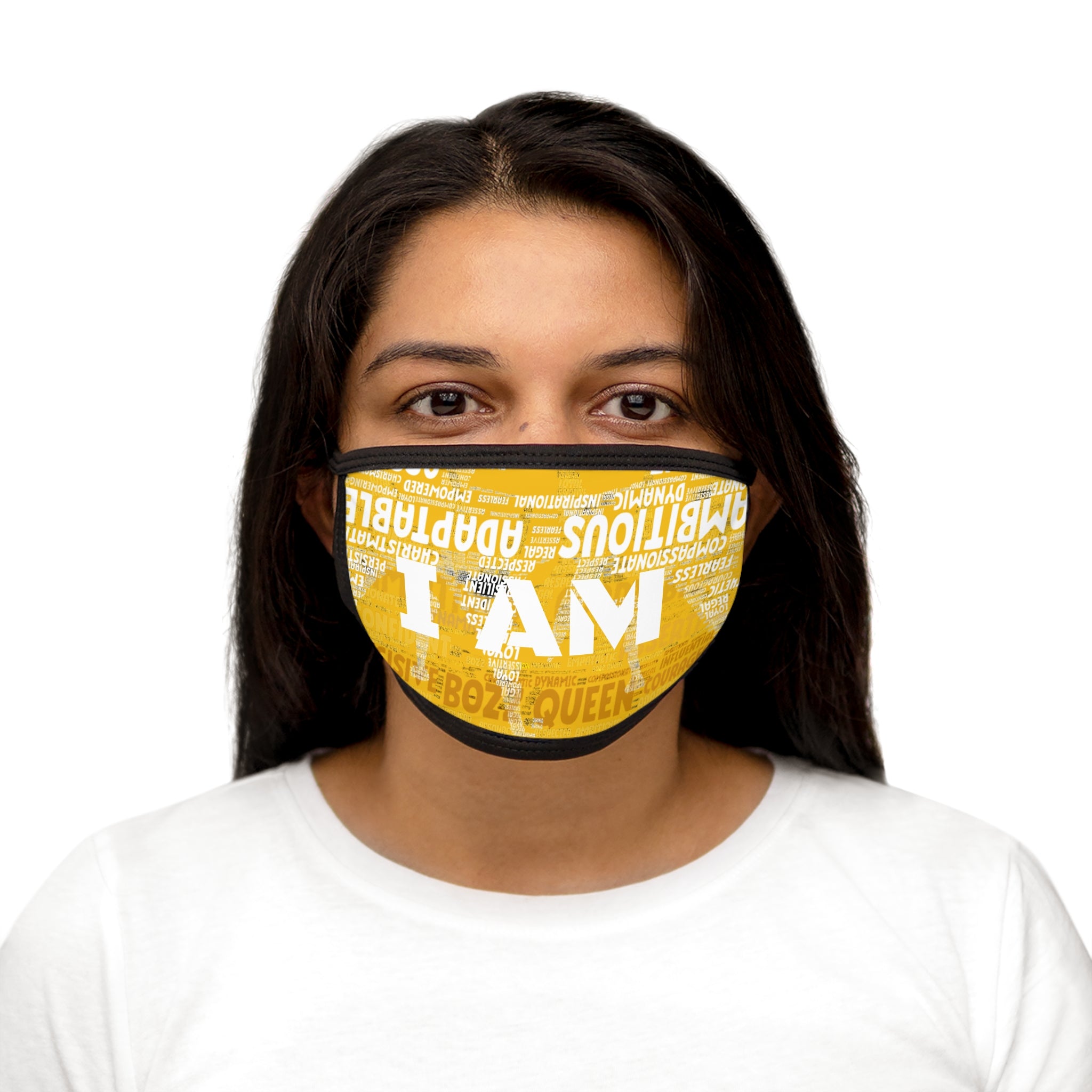 I AM Series Empowering Face Mask - Yellow Mixed-Fabric with Inspirational Quotes