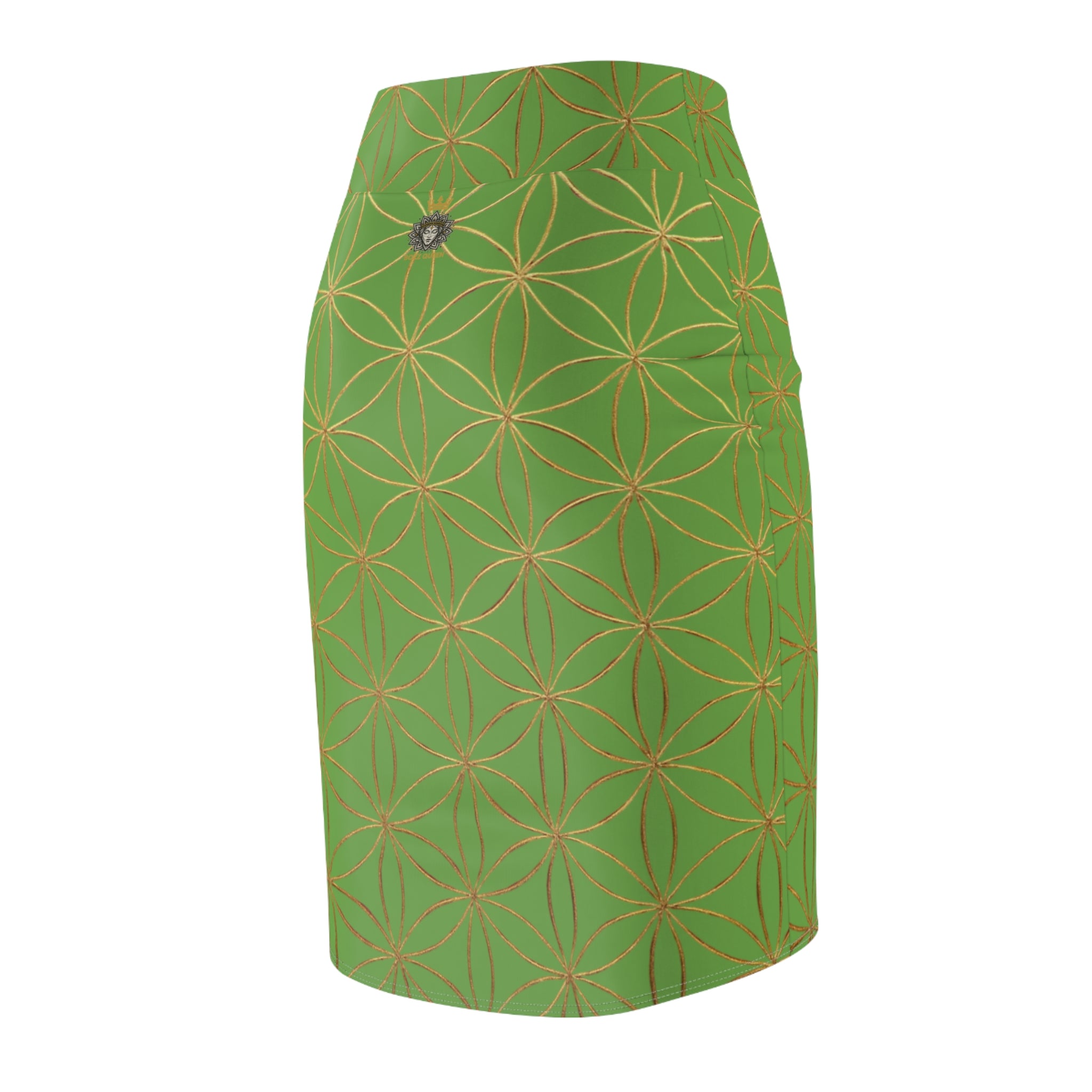 Green Flower of Life Pencil Skirt - Women's Chic Office & Date Night Skirt