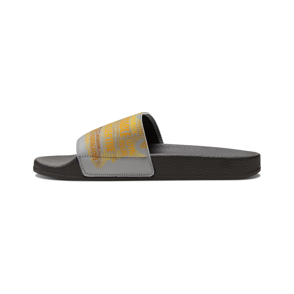 Bozz Queen Light Grey & Gold Women's Sandals - Removable Strap Beach Slides