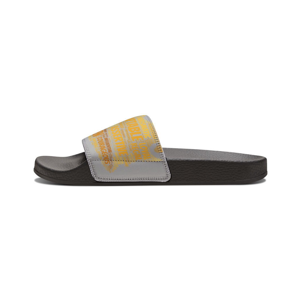 Bozz Queen Light Grey & Gold Women's Sandals - Removable Strap Beach Slides