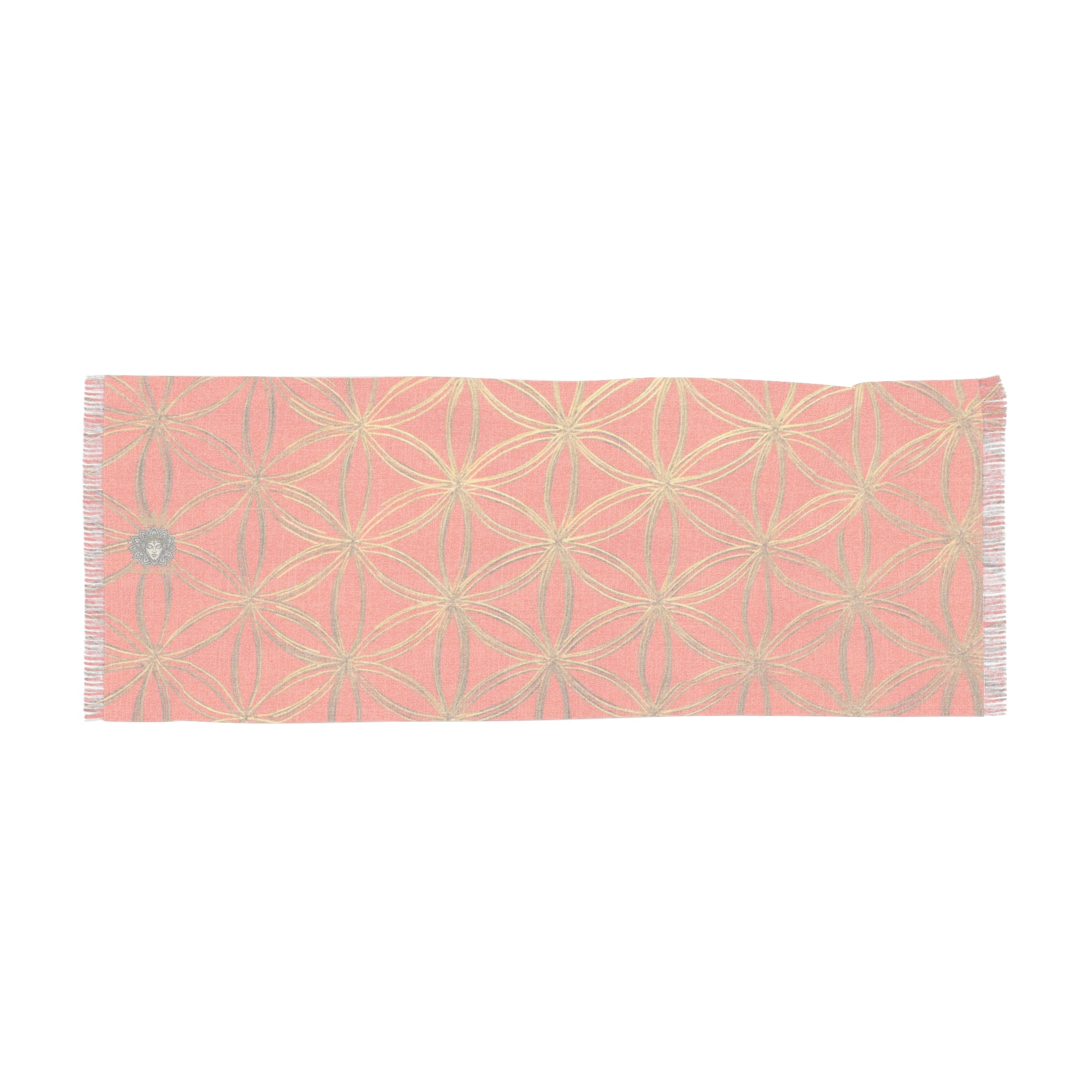 Orange & Gold Flower of Life Scarf - Geometric Pattern | Bozz Queen