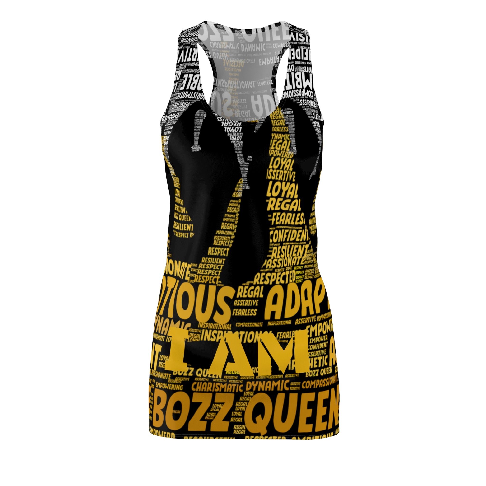 BOZZ QUEEN I AM Series Bold Inspiration Women's Racerback Dress - Empowering Bohemian Fashion