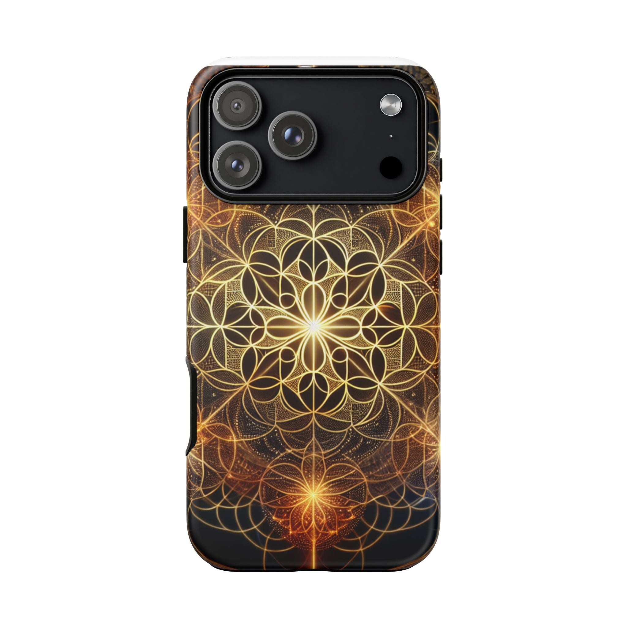Golden Flower Mandala Phone Case, Tough Cases, Bohemian Phone Cover, Unique Gift for Him/Her, Spiritual and Artistic Design