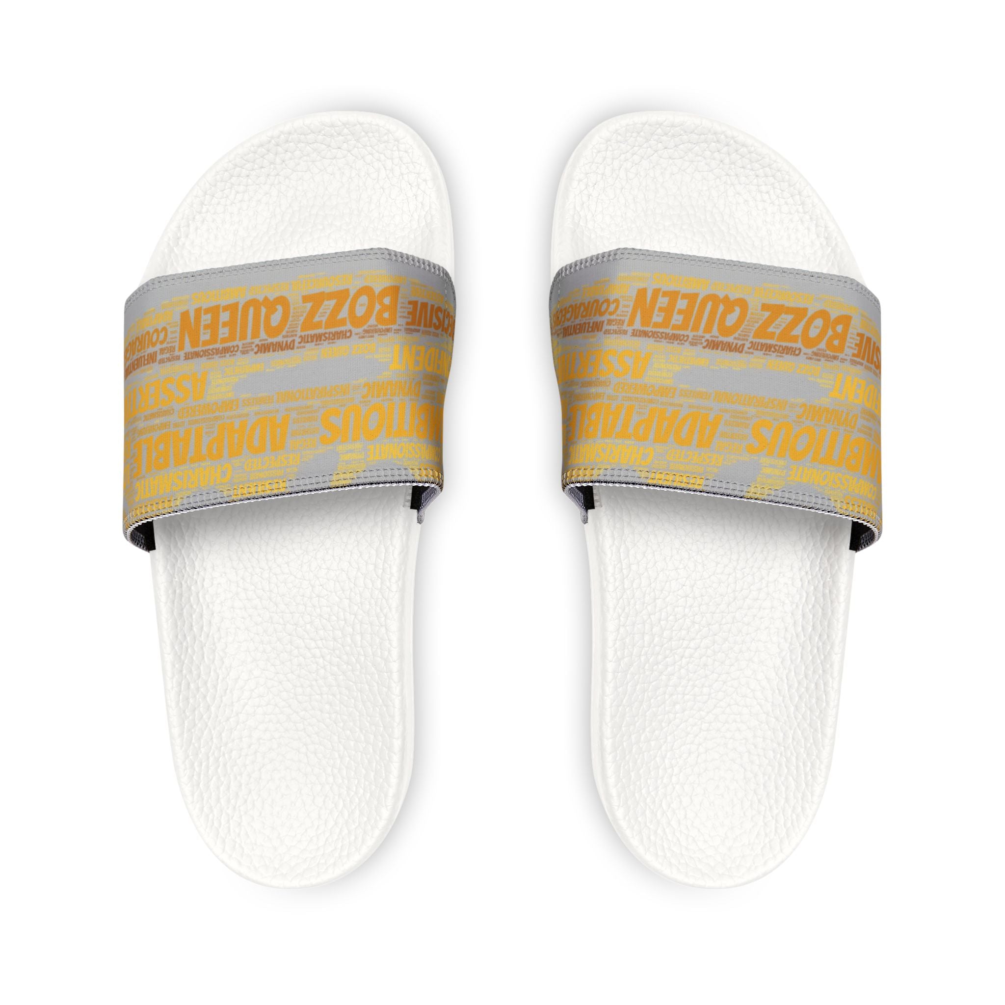 Bozz Queen Light Grey & Gold Women's Sandals - Removable Strap Beach Slides