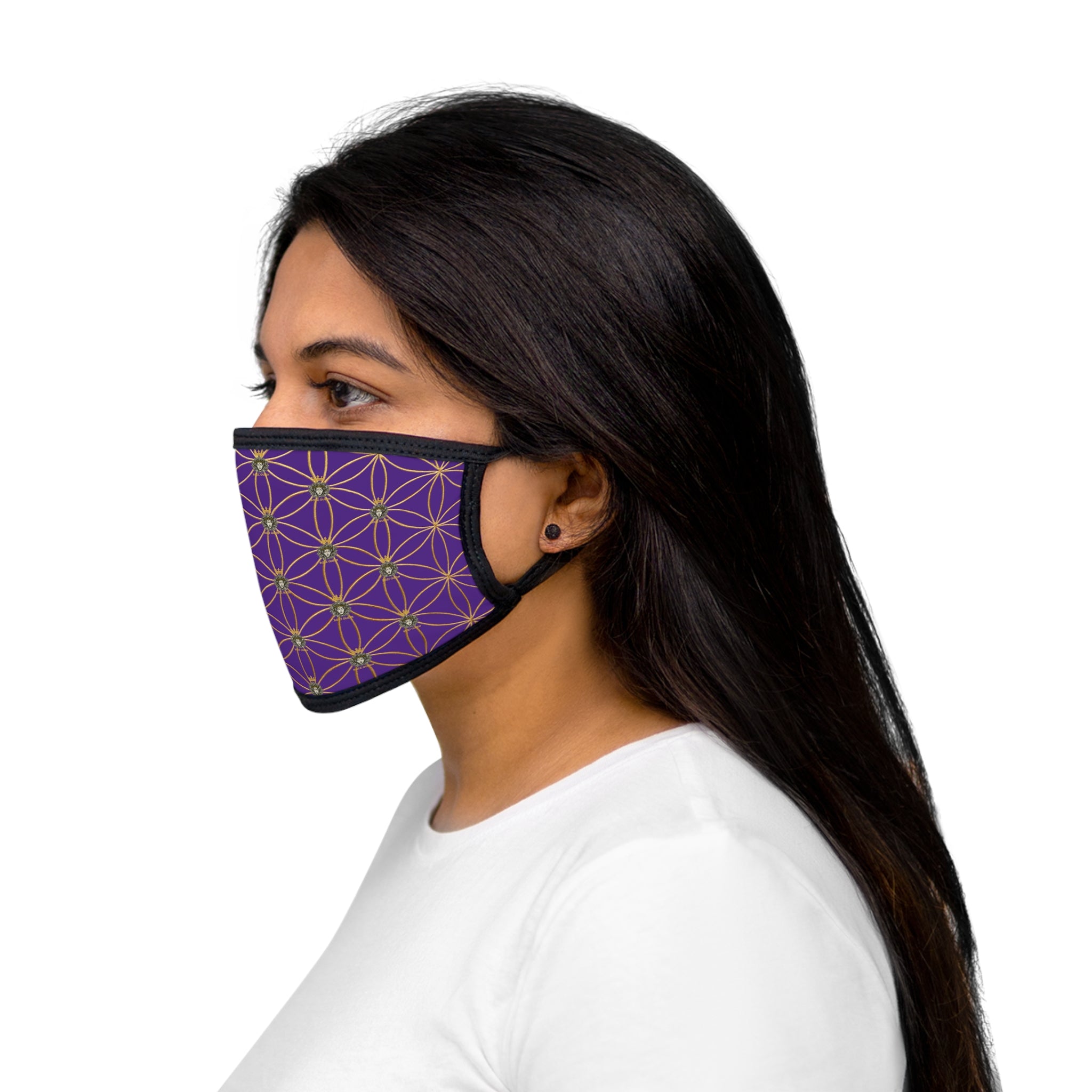 Bozz Queen Flower of Life Face Mask - Purple & Gold Stylish Breathable Cloth Mask