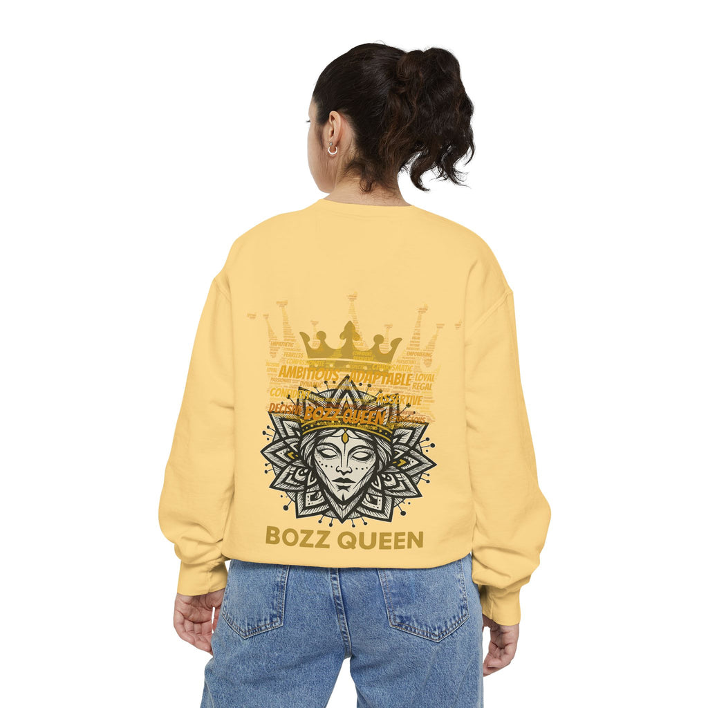 Bozz Queen Women Garment-Dyed Sweatshirt - Flower of Life Design