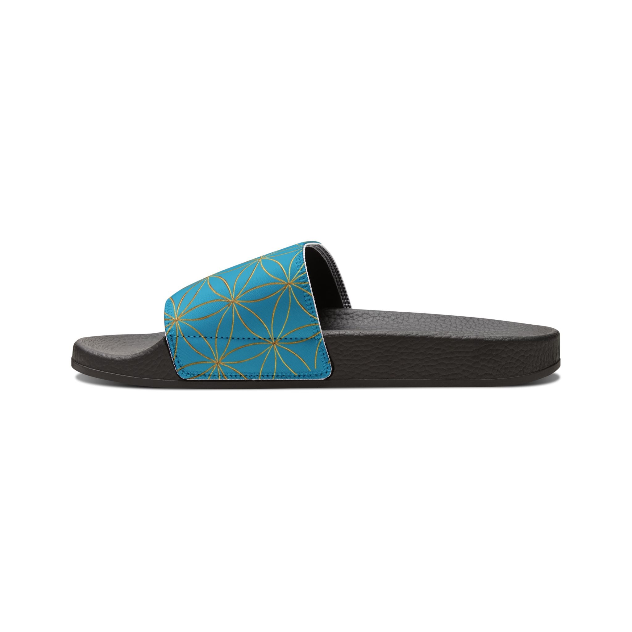 Bozz Queen Turquoise Flower of Life Women's Sandals - Removable Strap Beach Slides