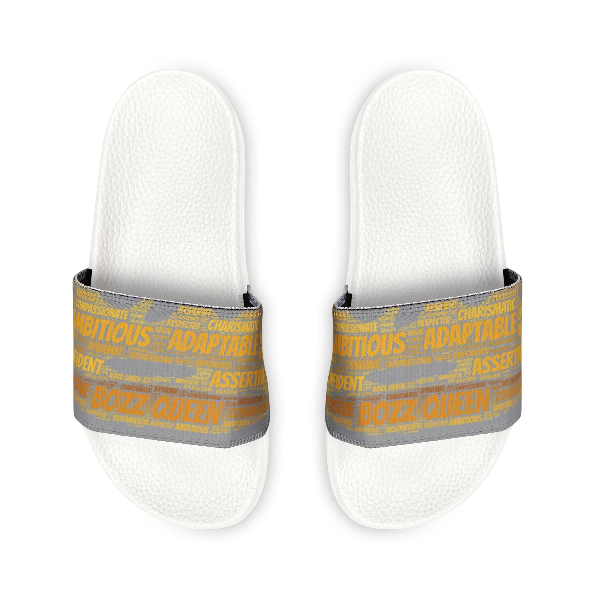 Bozz Queen Grey & Gold Women's Sandals - Removable Strap Beach Slides