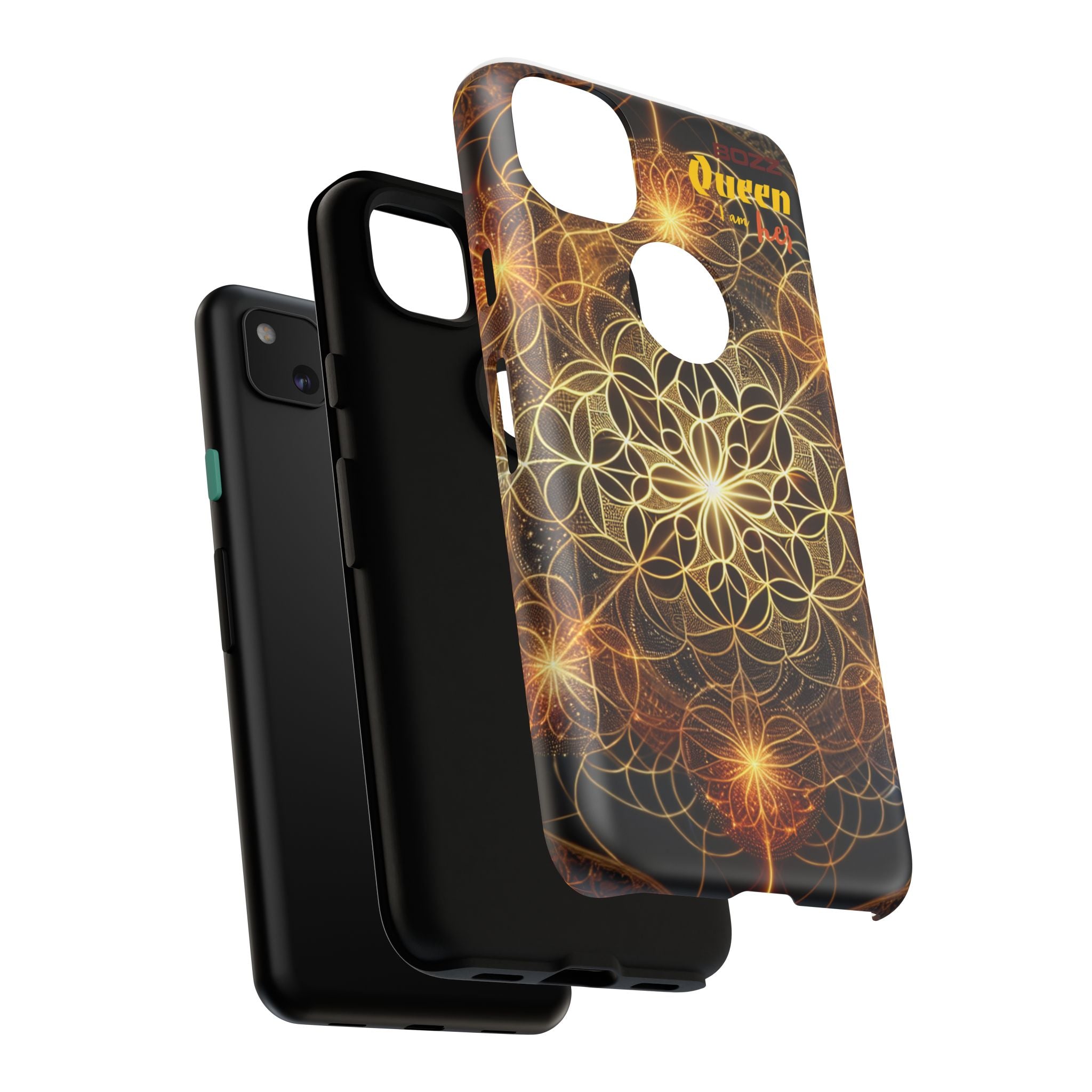 Golden Flower Mandala Phone Case, Tough Cases, Bohemian Phone Cover, Unique Gift for Him/Her, Spiritual and Artistic Design