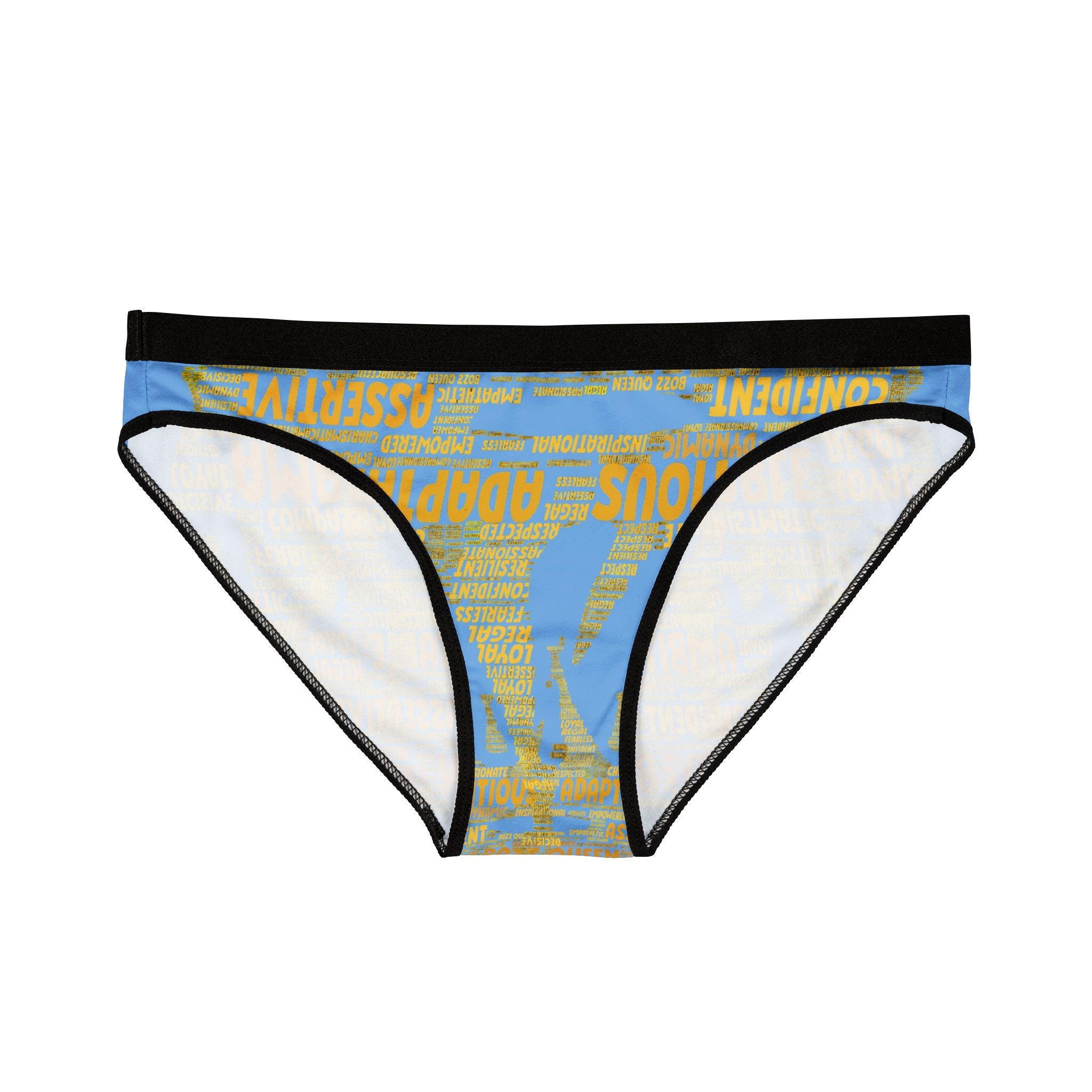 Women's Light Blue Yellow Motivational Underwear - Bold Statement Lingerie